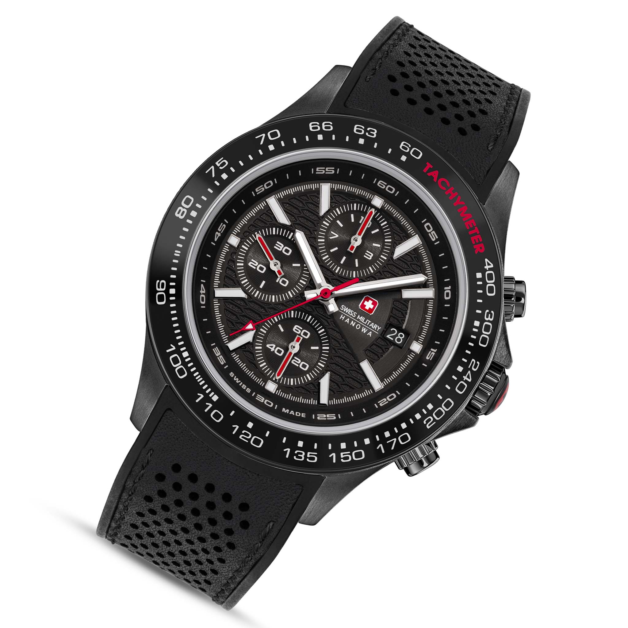 Swiss Military Hanowa Silicone Black Dial Chronograph Men's Swiss Made Watch - SMWGO0003430