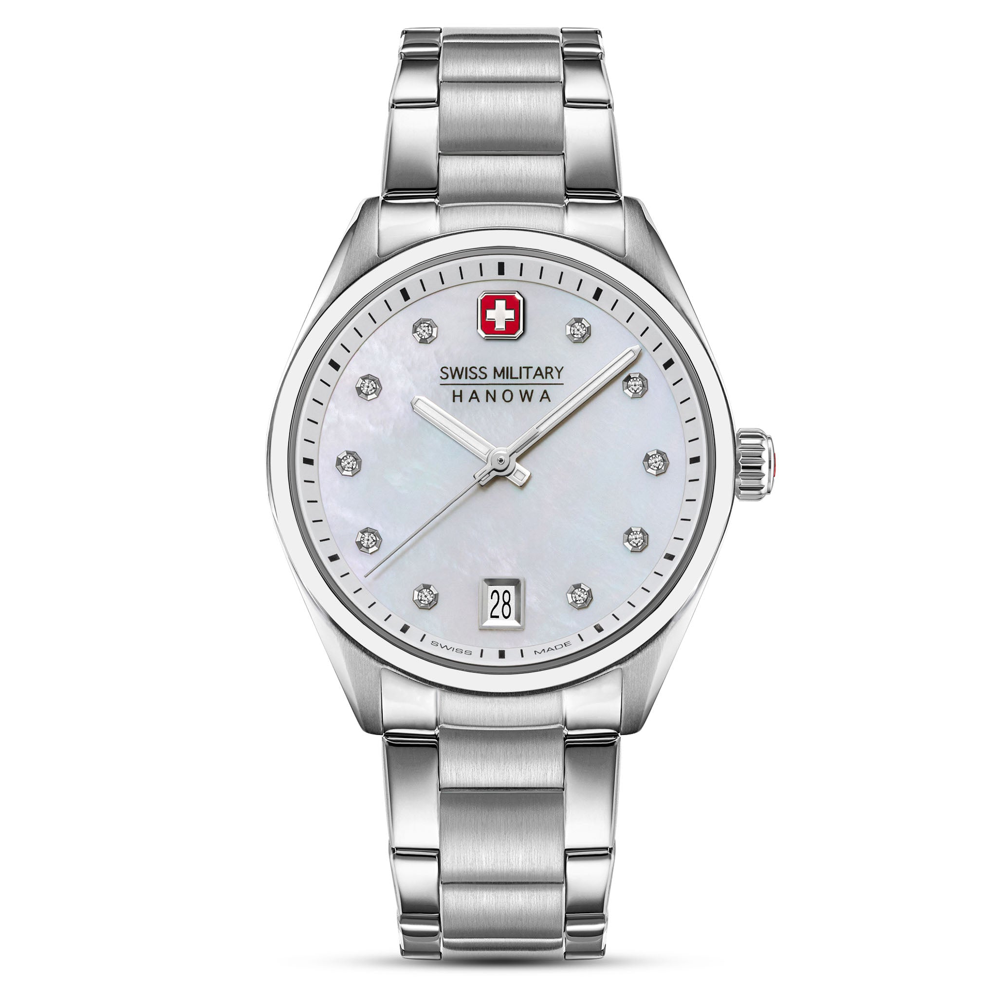 Swiss Military Hanowa Stainless Steel White Mop Dial Women's Watch - SMWLH0005001