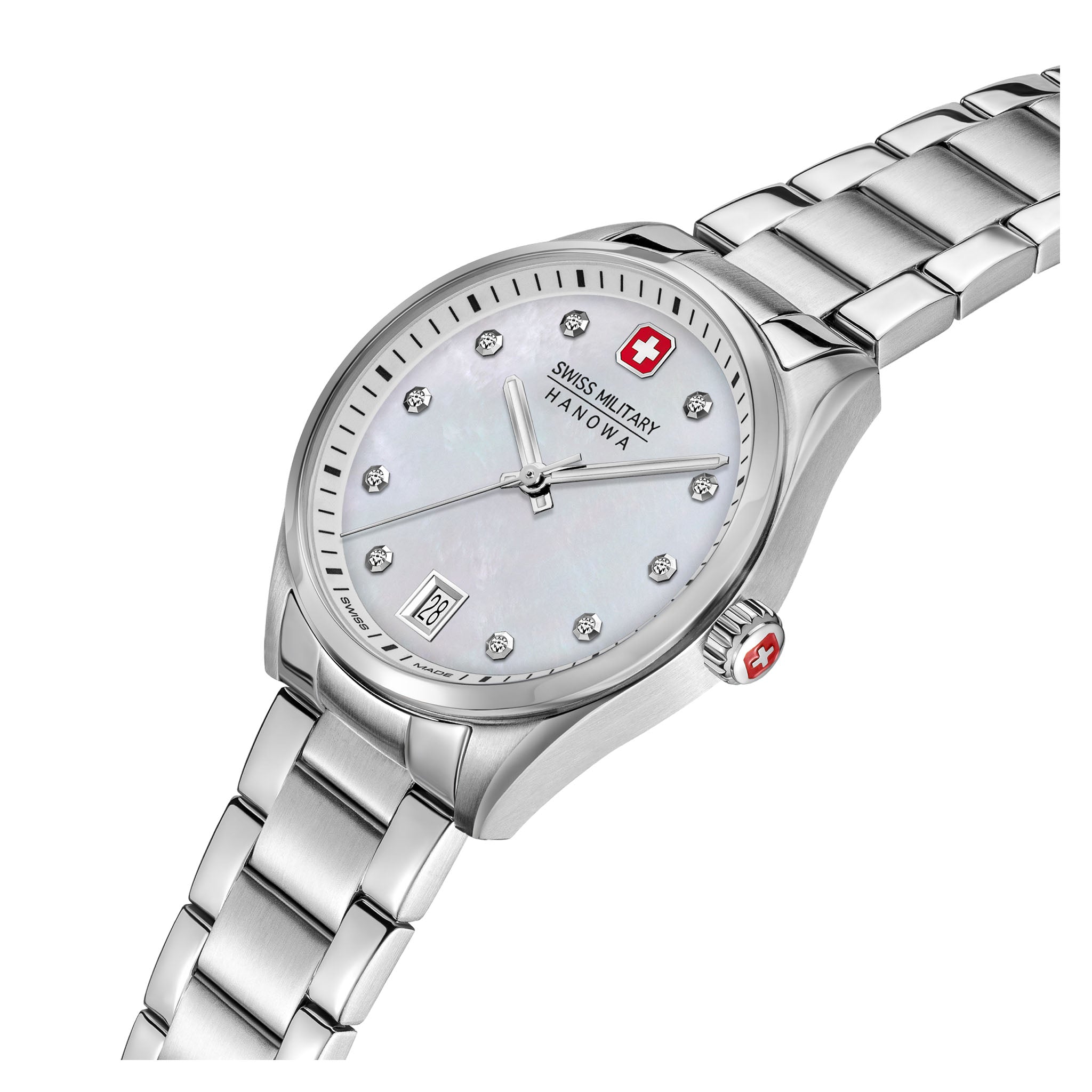 Swiss Military Hanowa Stainless Steel White MOP Dial Women's Swiss Made Watch - SMWLH0005001