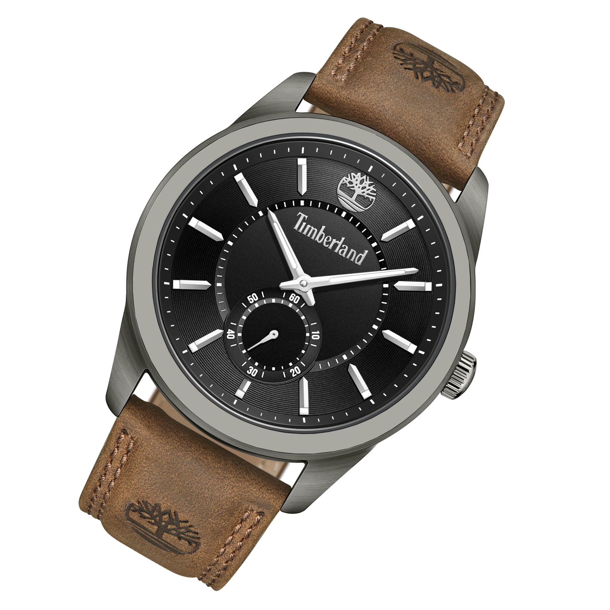 Timberland Dark Brown Leather Black Dial Multi-Function Men's Watch - TDWGA0029703