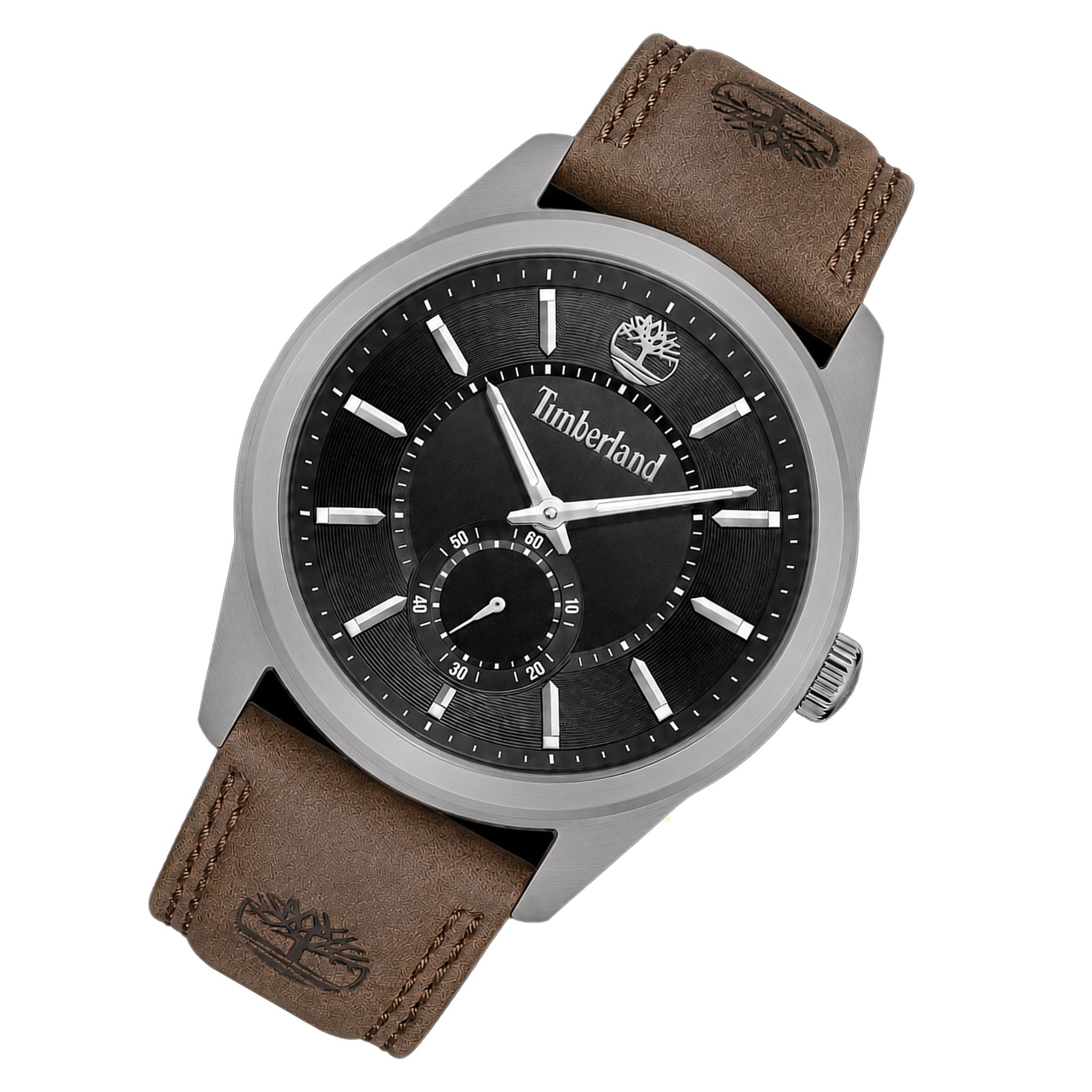 Timberland Dark Brown Leather Black Dial Multi-Function Men's Watch - TDWGA0029703