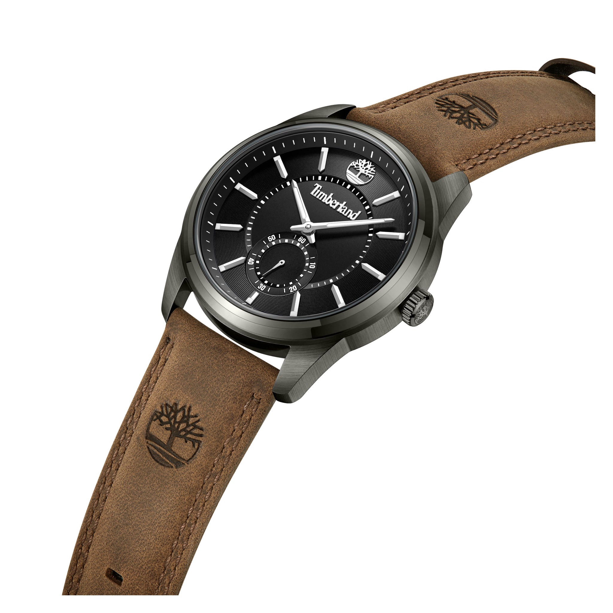 Timberland Dark Brown Leather Black Dial Multi-Function Men's Watch - TDWGA0029703