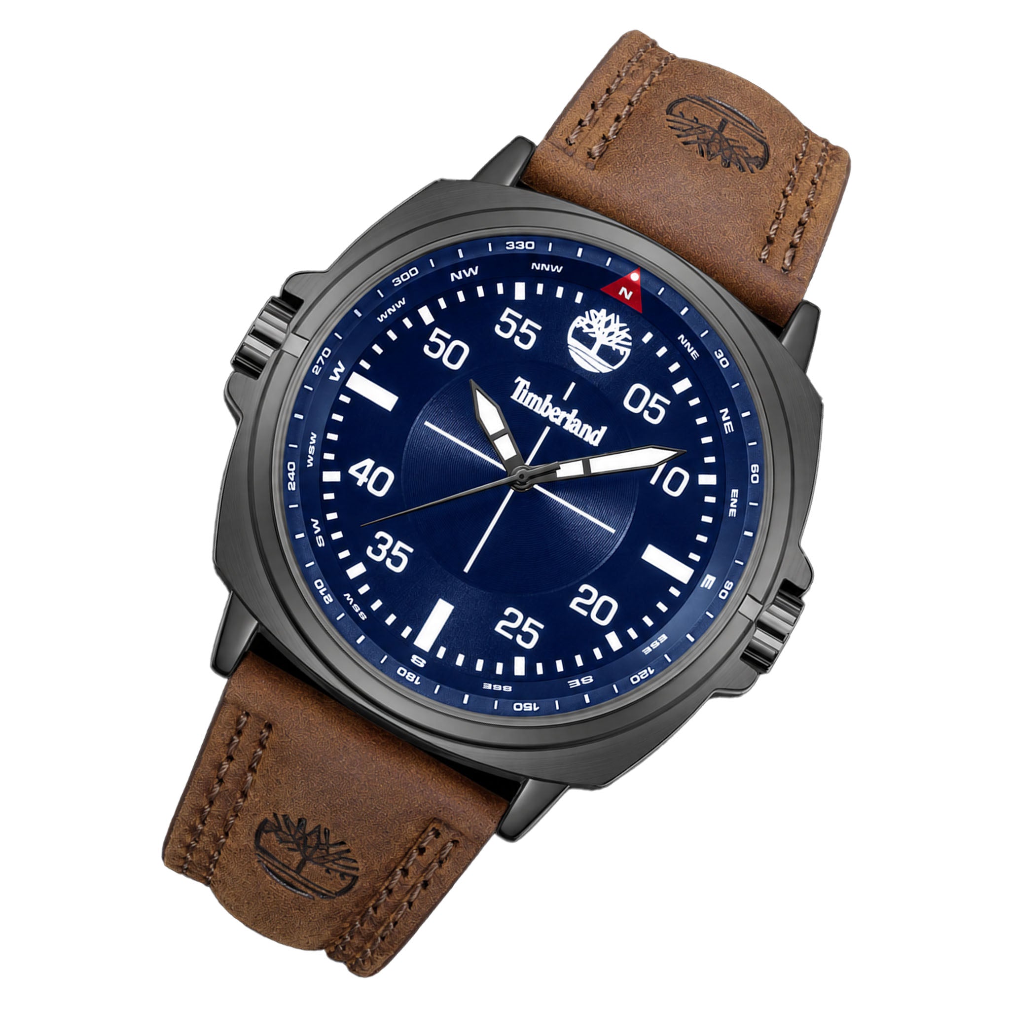 Timberland Dark Brown Leather Blue Dial Men's Watch - TDWGA0095604