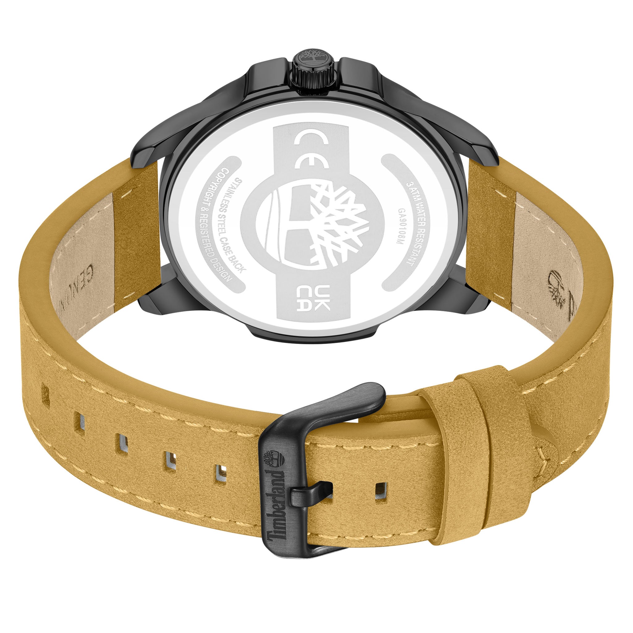 Timberland Tan Leather Black Dial Men's Watch - TDWGA9010801M