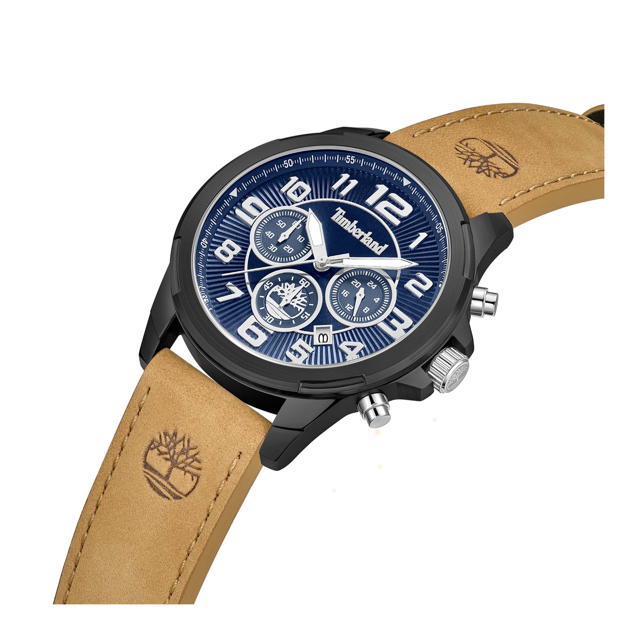 Timberland Tan Leather Blue Dial Chronograph Men's Watch - TDWGC9010001