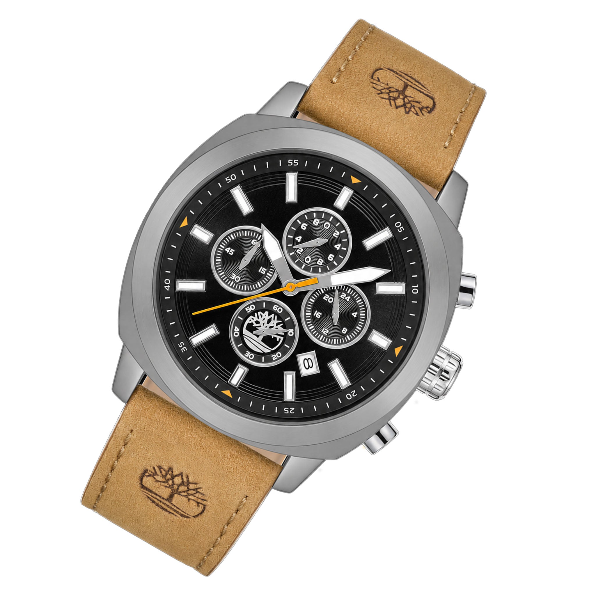Timberland Tan Leather Black Dial Chronograph Men's Watch - TDWGC9010702