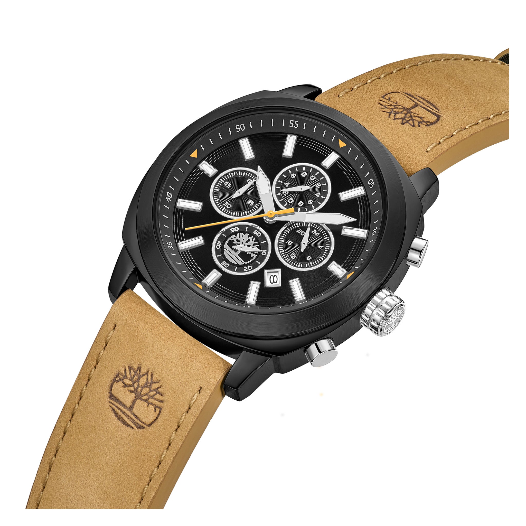 Timberland Tan Leather Black Dial Chronograph Men's Watch - TDWGC9010702