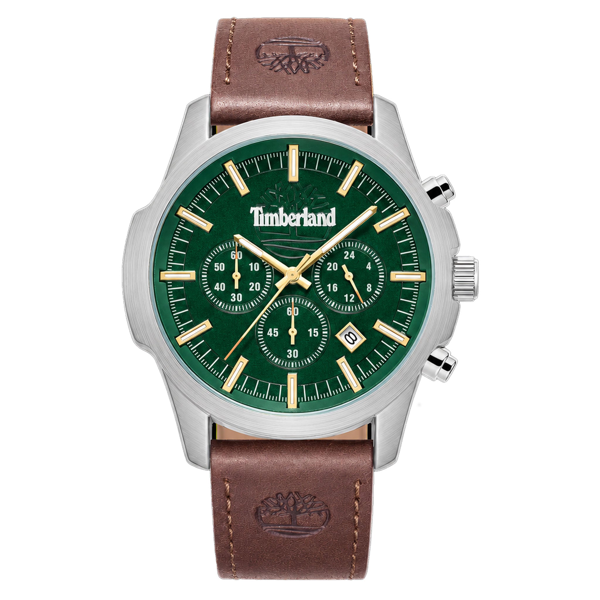Timberland Brown Leather Green Dial Chronograph Men's Watch - TDWGC9010903