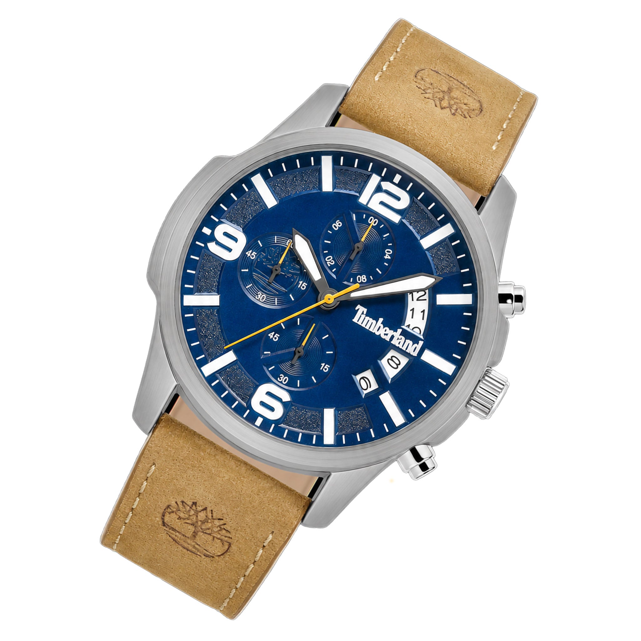 Timberland Tan Leather Blue Dial Chronograph Men's Watch - TDWGC9011001