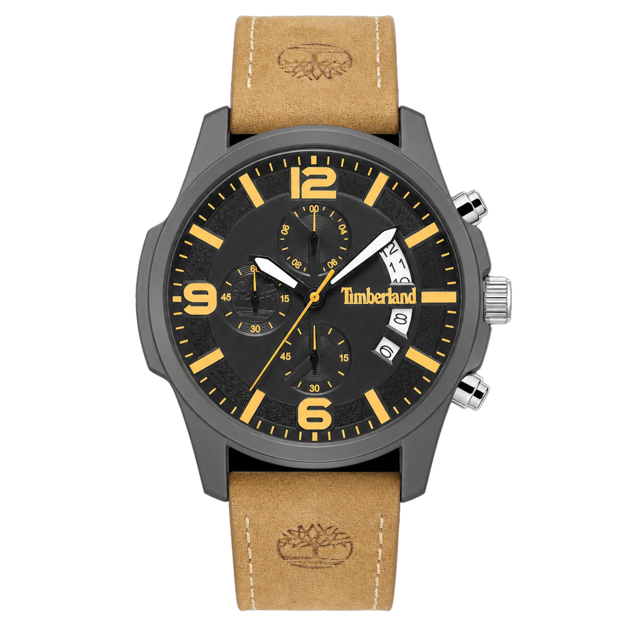 Timberland Tan Leather Black Dial Chronograph Men's Watch - TDWGC9011002