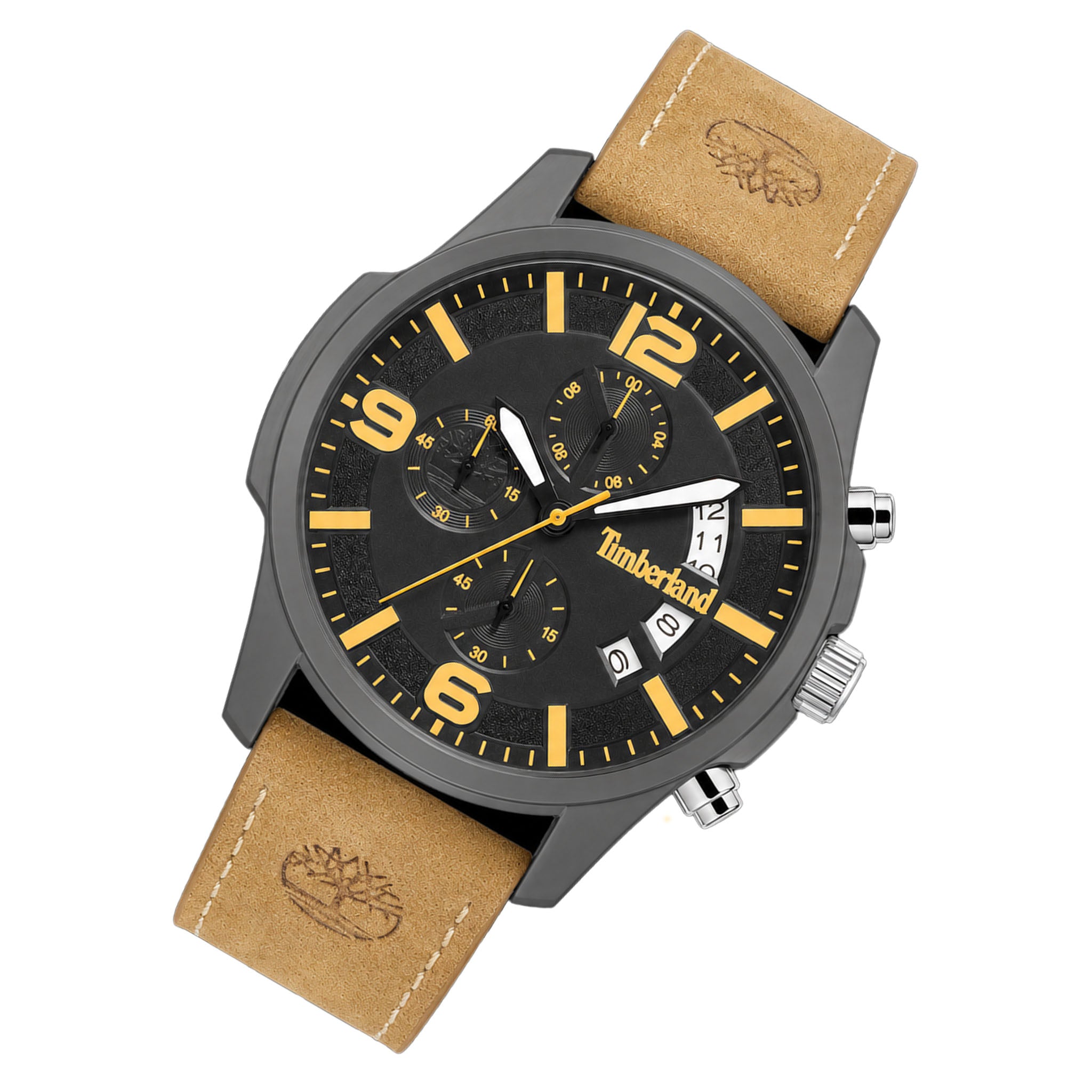 Timberland Tan Leather Black Dial Chronograph Men's Watch - TDWGC9011002