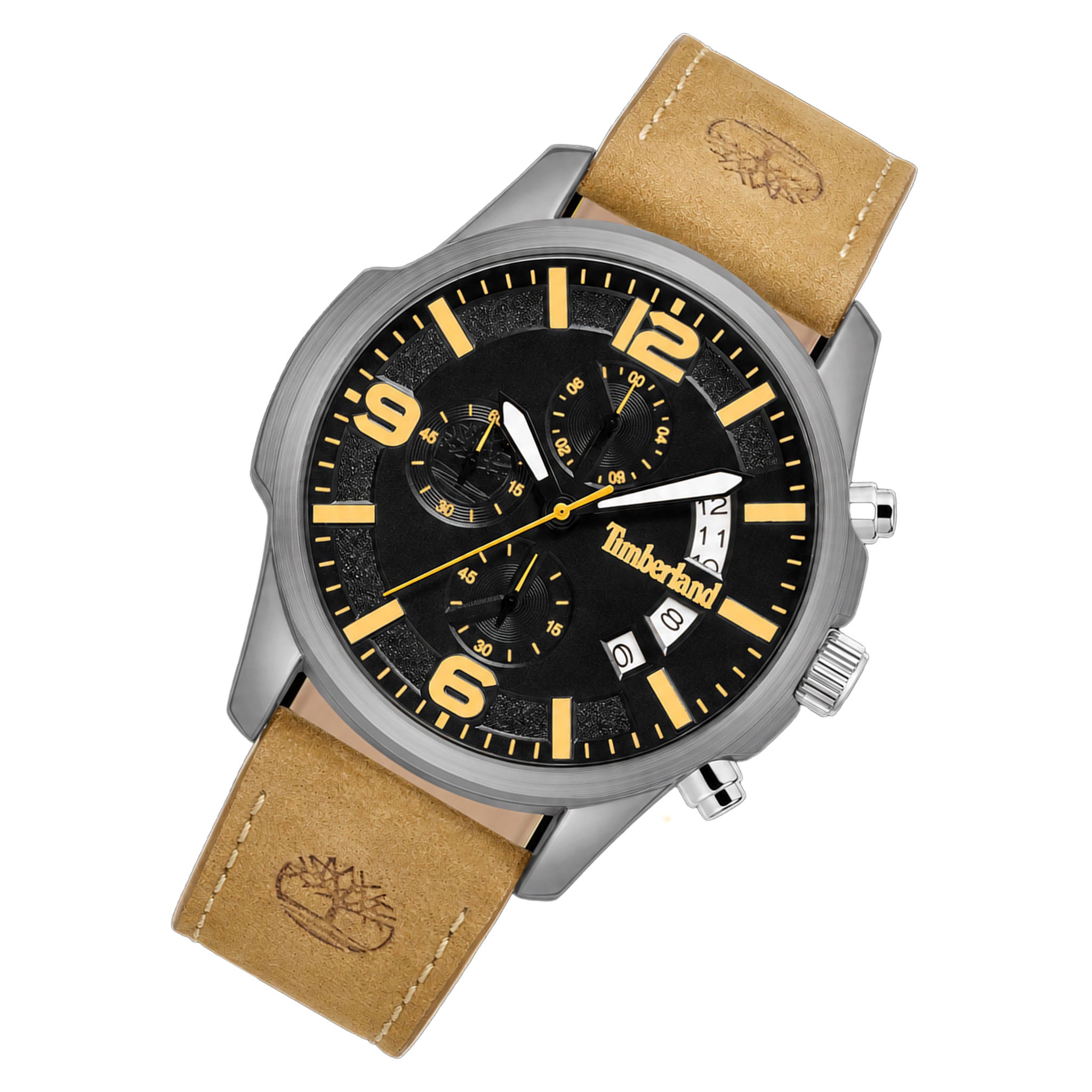 Timberland Tan Leather Black Dial Chronograph Men's Watch - TDWGC9011002
