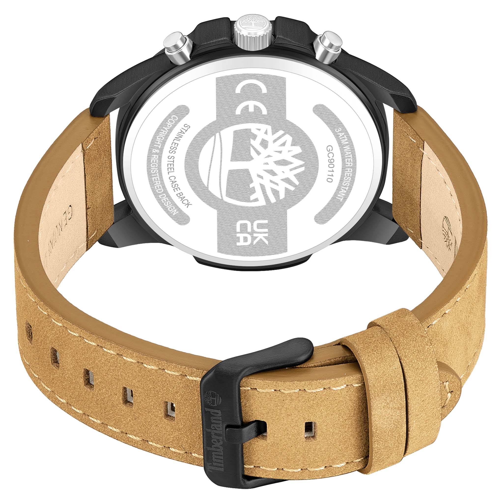 Timberland Tan Leather Black Dial Chronograph Men's Watch - TDWGC9011002