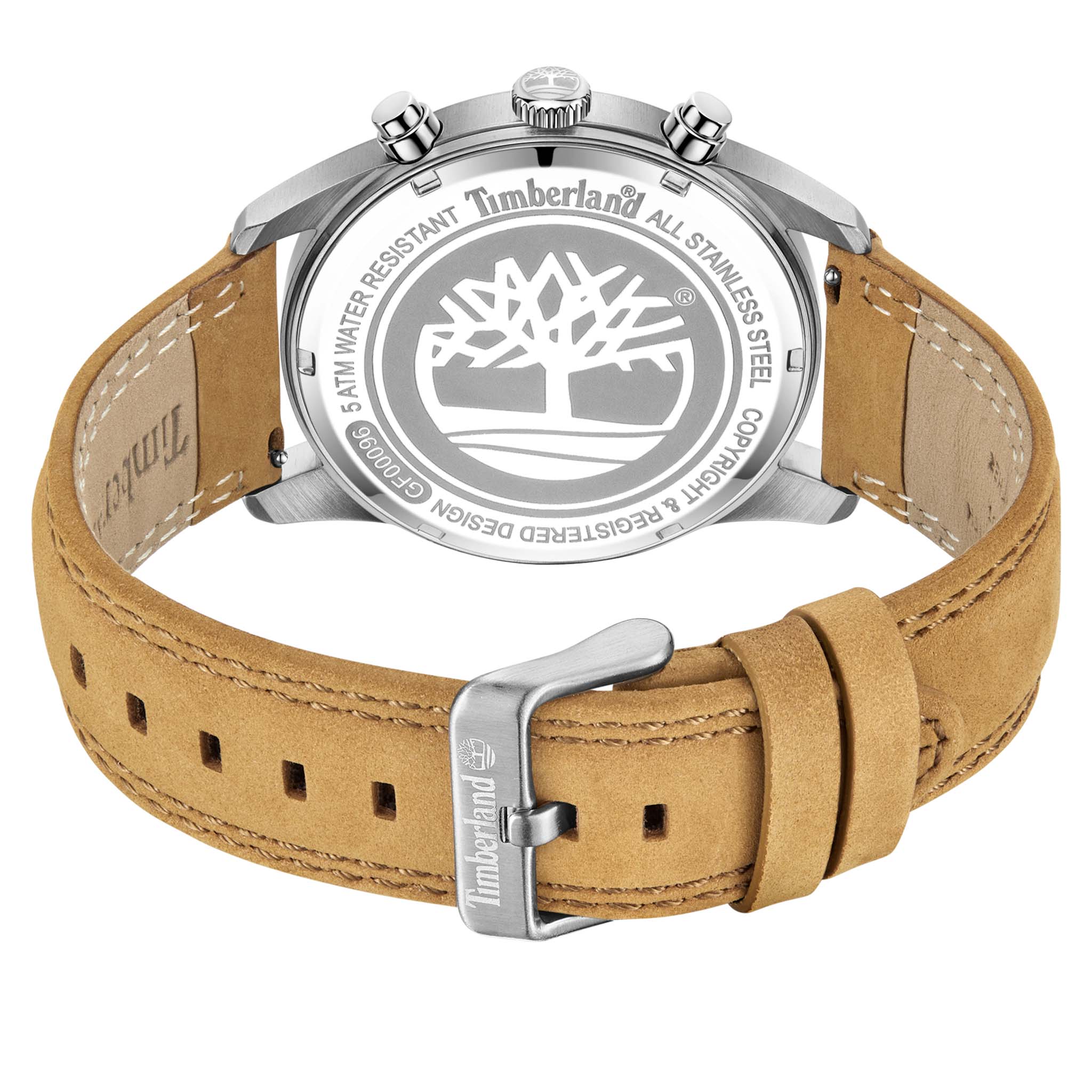 Timberland Tan Leather Navy Dial Chronograph Men's Watch - TDWGF0009602