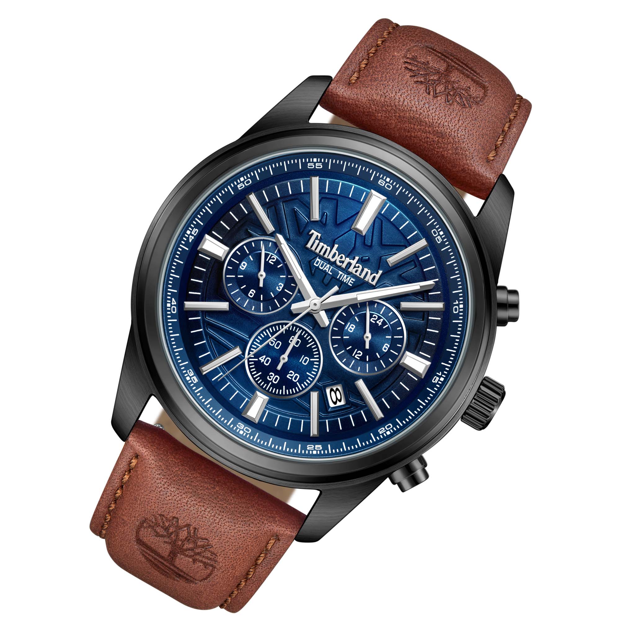 Timberland Brown Leather Blue Dial Chronograph Men's Watch - TDWGF0041204