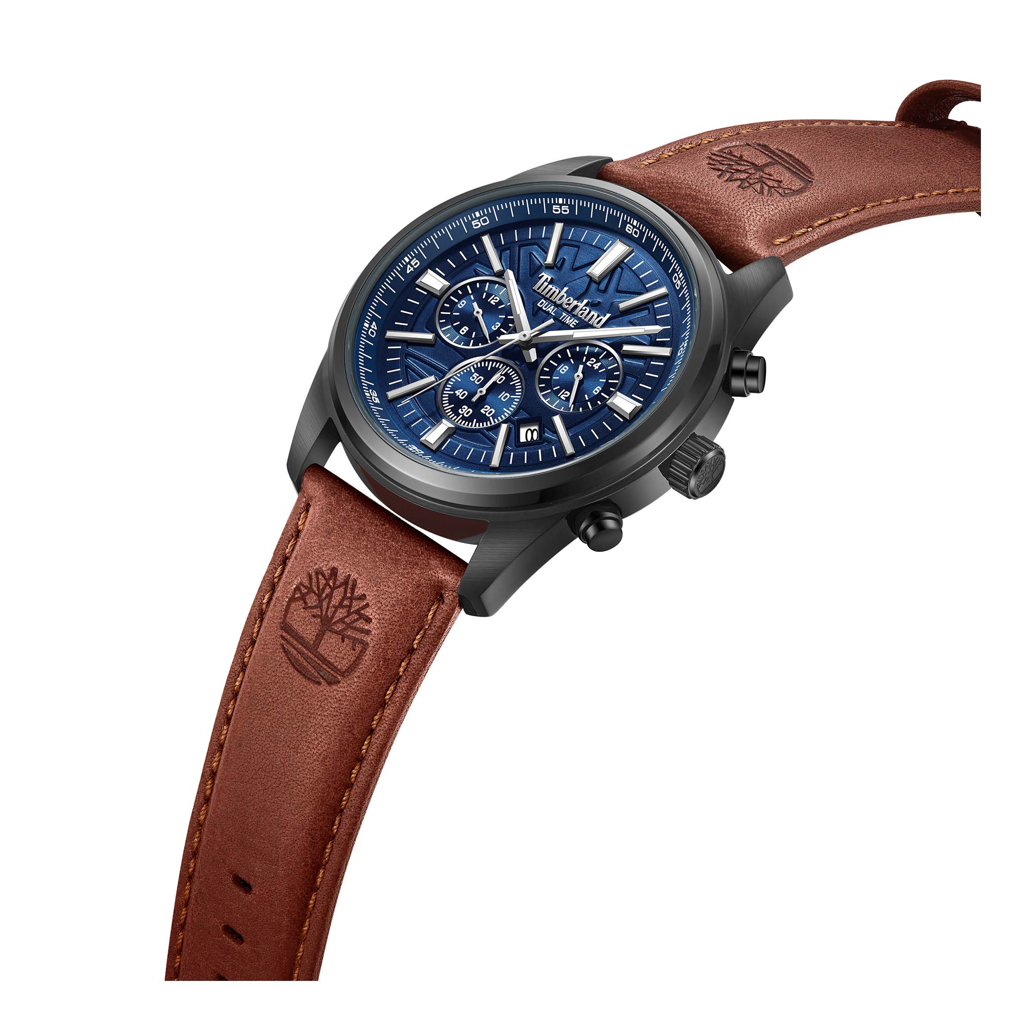 Timberland Brown Leather Blue Dial Chronograph Men's Watch - TDWGF0041204