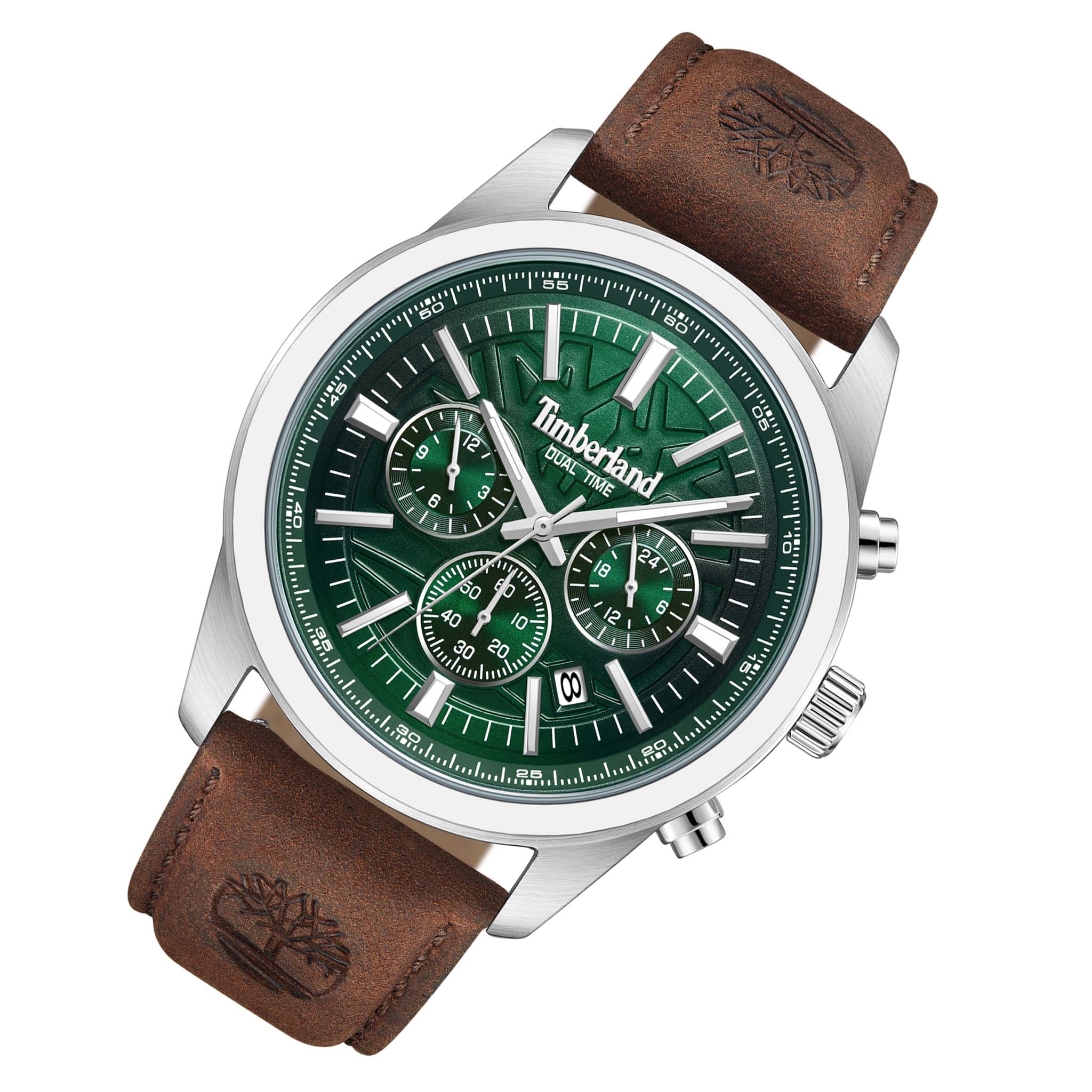 Timberland Brown Leather Green Dial Chronograph Men's Watch - TDWGF0041206