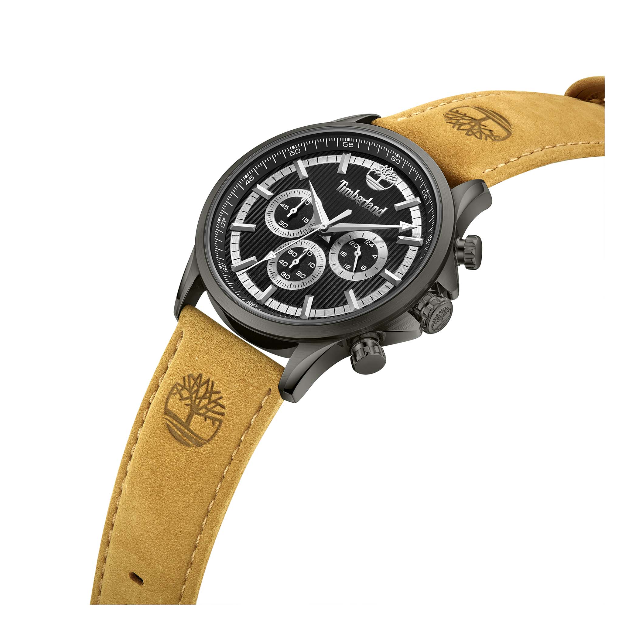 Timberland Tan Leather Black Dial Chronograph Men's Watch - TDWGF0054603