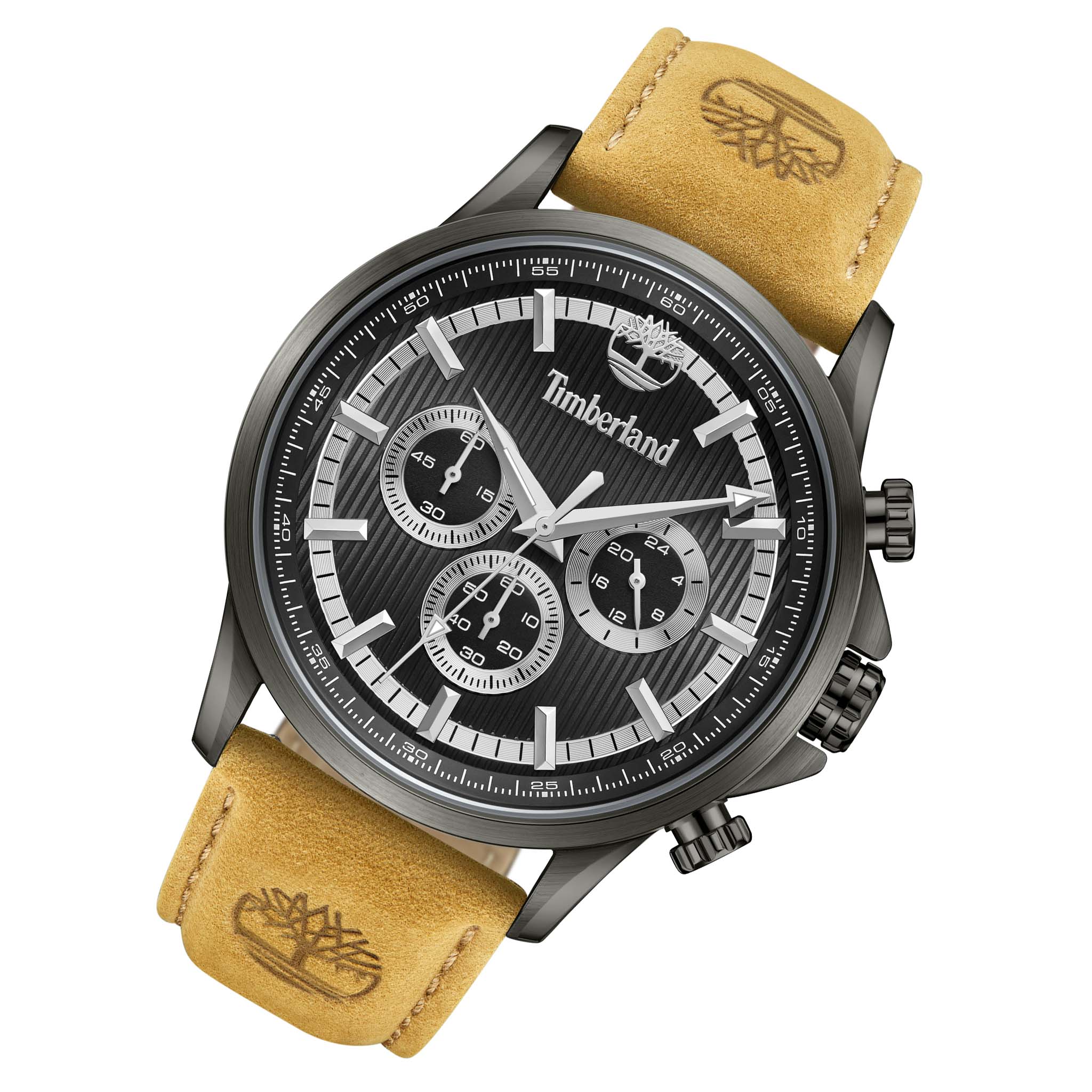 Timberland Tan Leather Black Dial Chronograph Men's Watch - TDWGF0054603