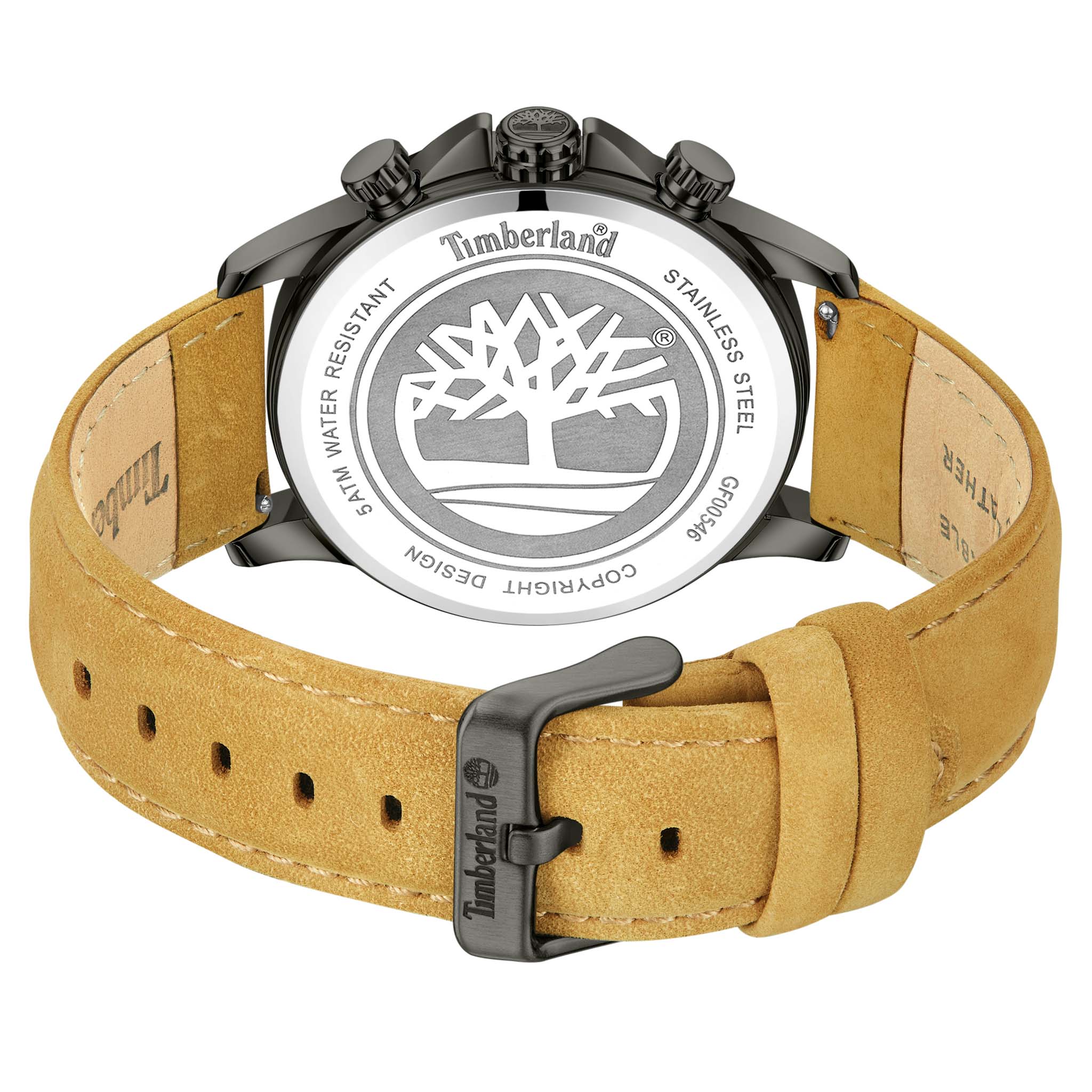 Timberland Tan Leather Black Dial Chronograph Men's Watch - TDWGF0054603