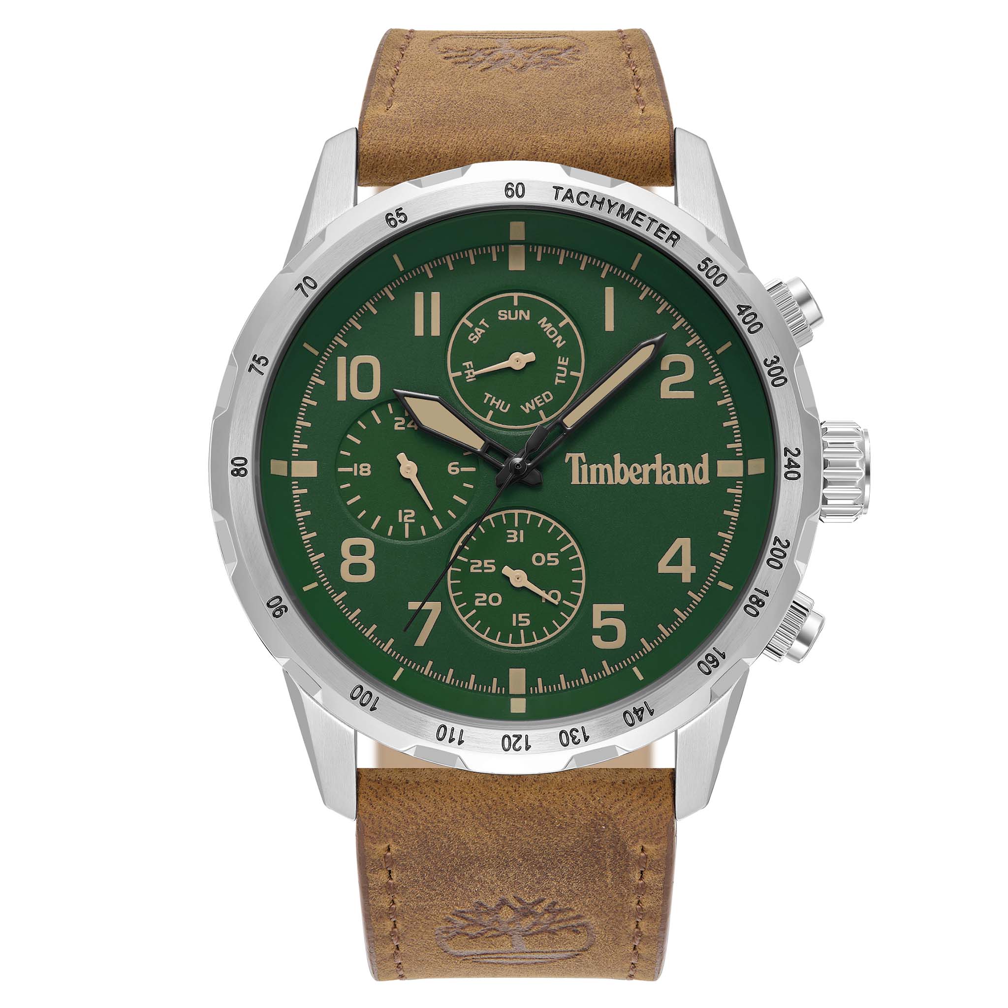 Timberland Stainless Steel Green Dial Leather Men's Watch - TDWGF0055402