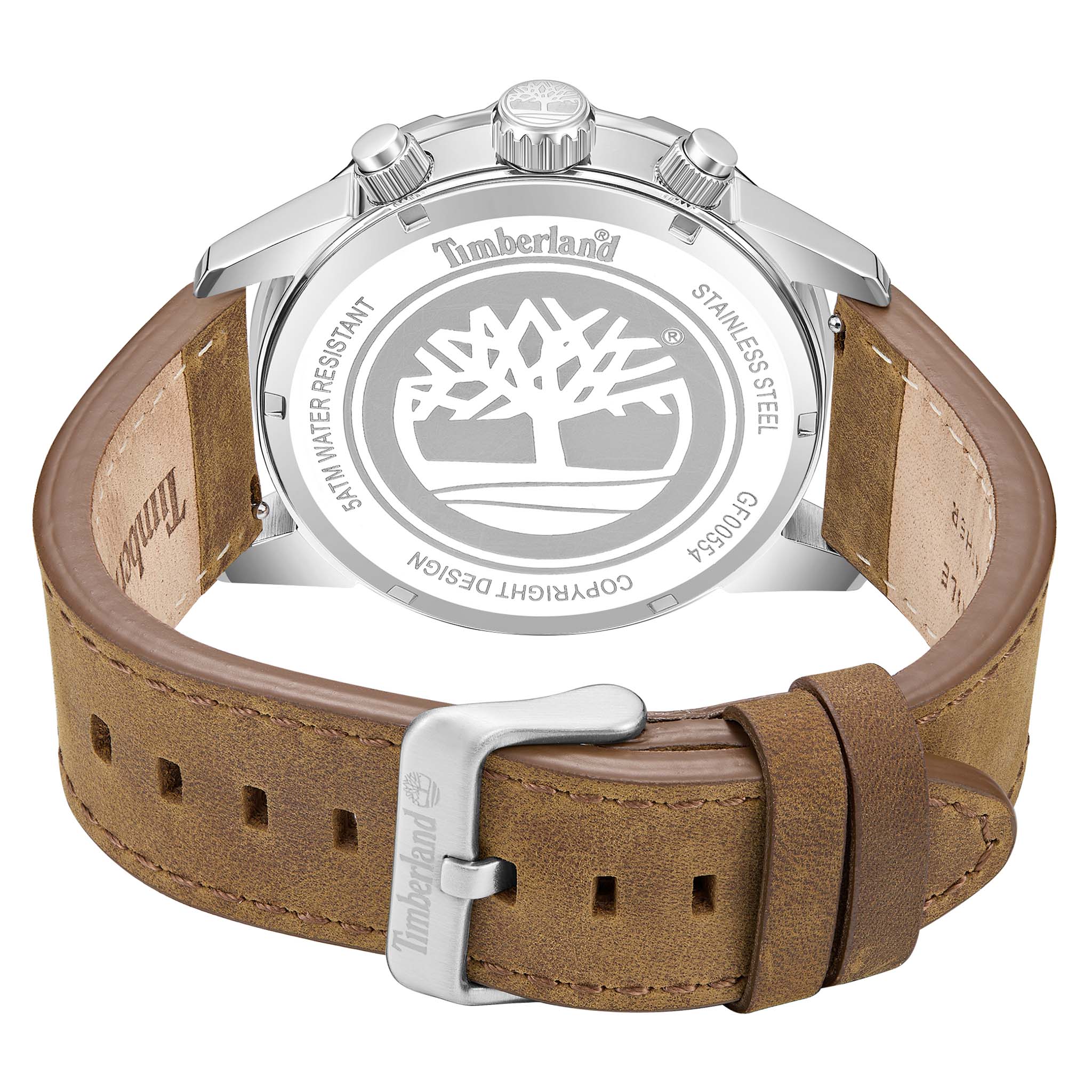 Timberland Brown Leather Green Dial Multi-function Men's Watch - TDWGF0055402
