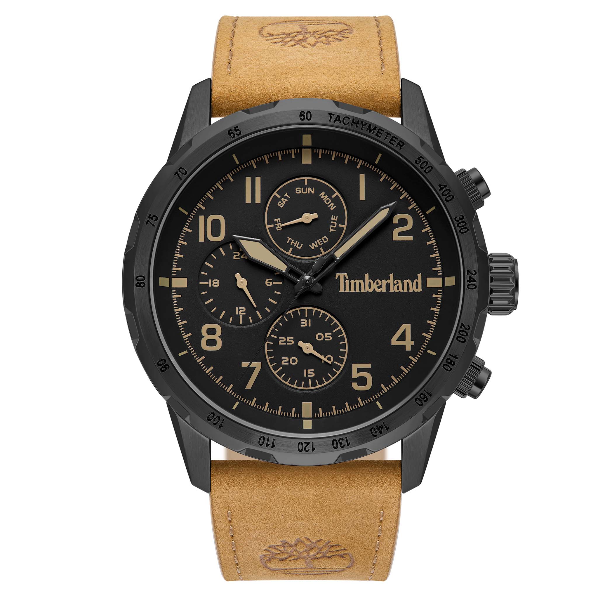 Timberland Stainless Steel Black Dial Leather Men's Watch - TDWGF0055403