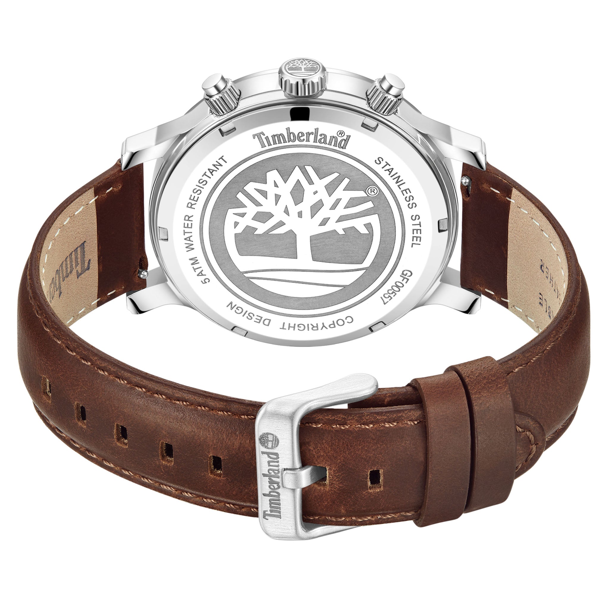 Timberland Brown Leather Blue Dial Chronograph Men's Watch - TDWGF0055702