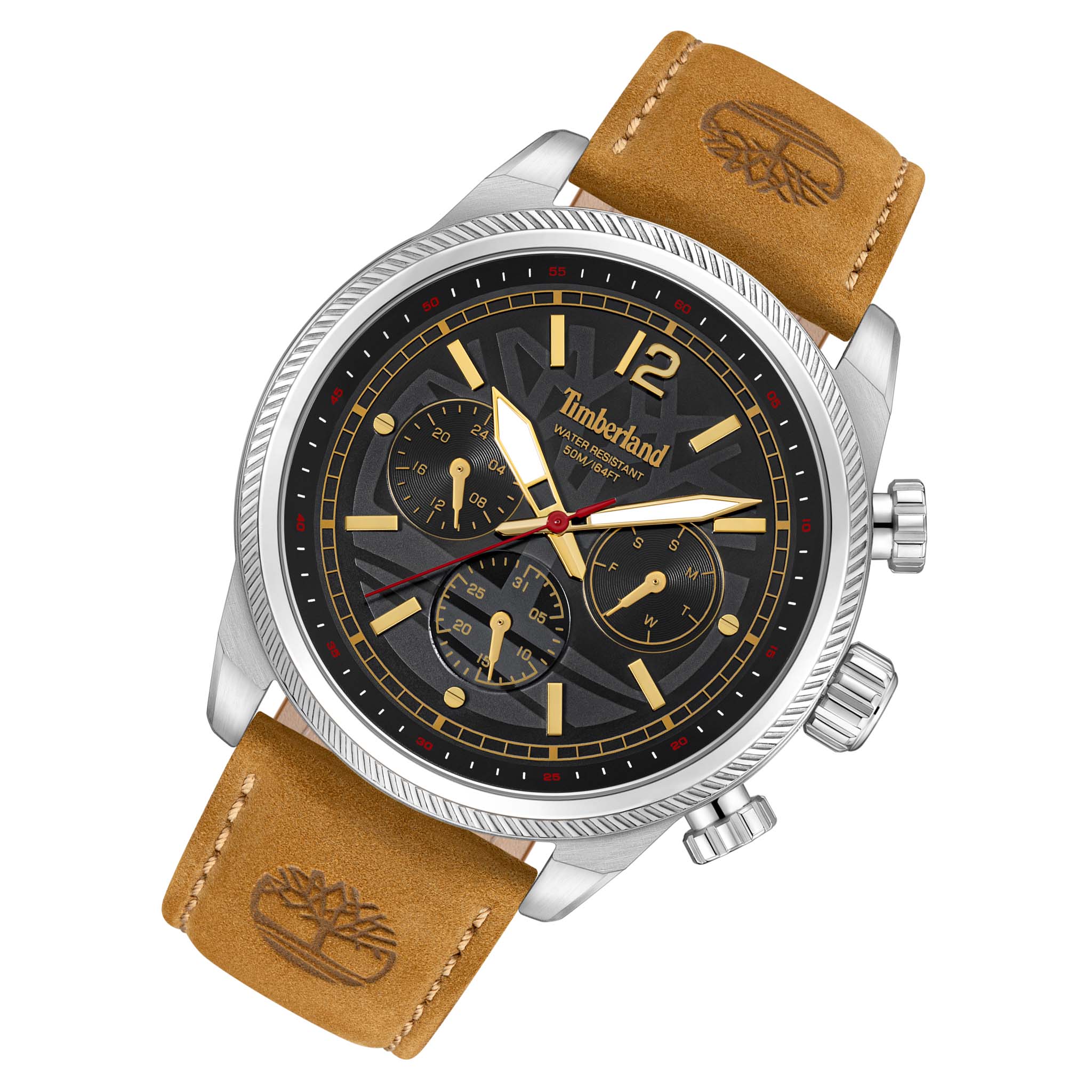 Timberland Tan Leather Black Dial Multi-function Men's Watch - TDWGF0082801