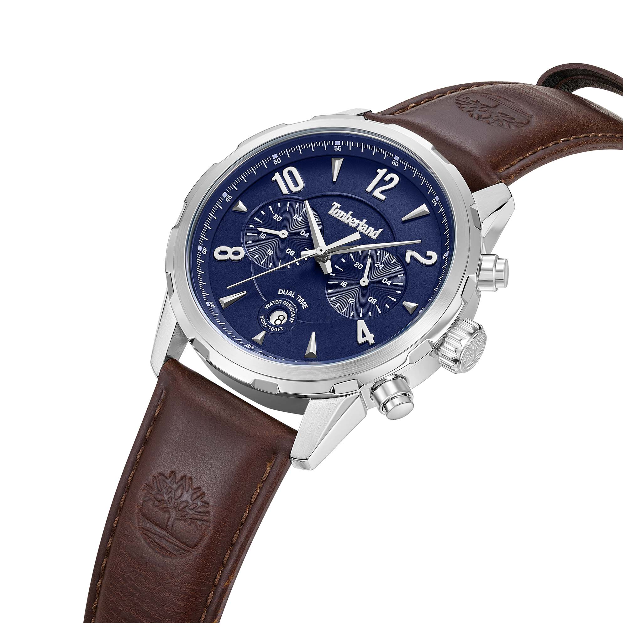 Timberland Brown Leather Blue Dial Multi-function Men's Watch - TDWGF0082903