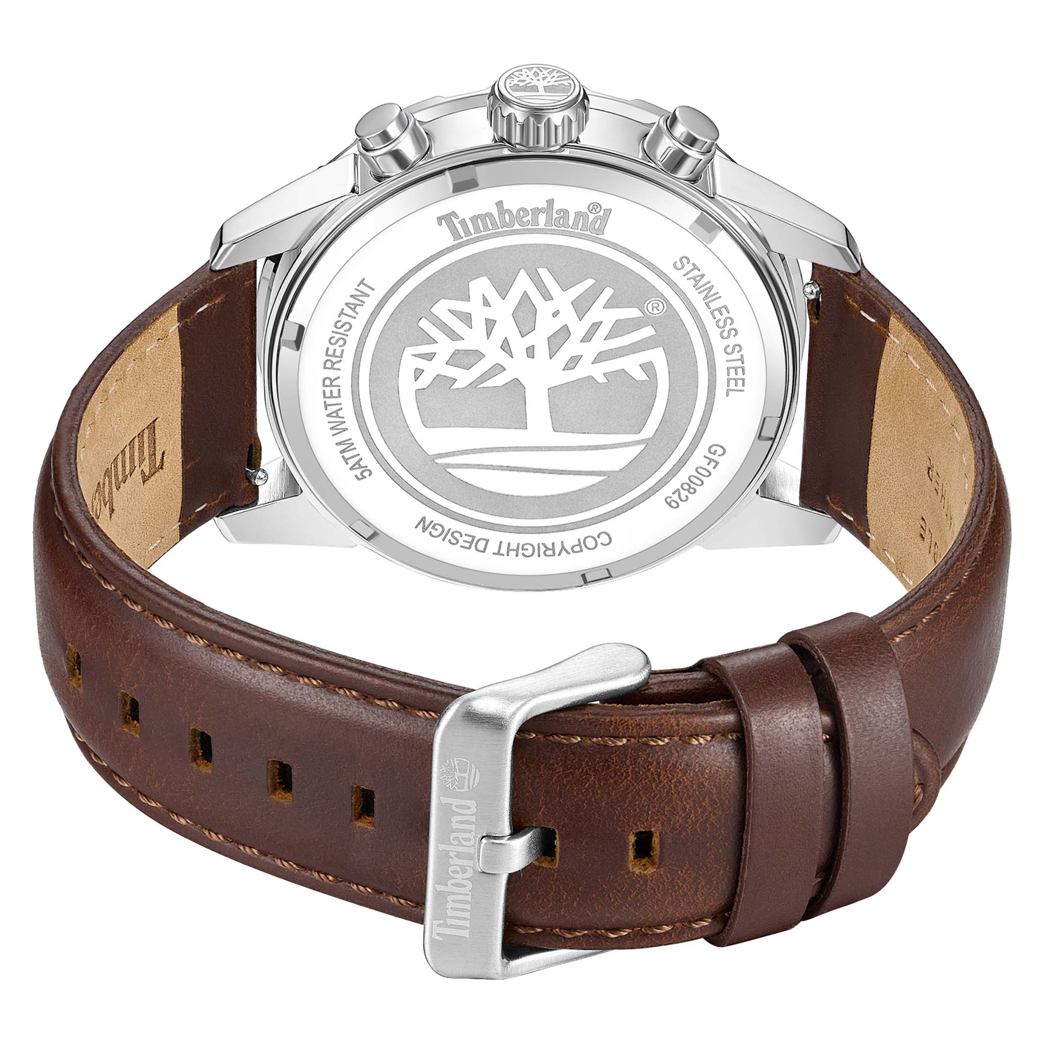 Timberland Brown Leather Blue Dial Multi-function Men's Watch - TDWGF0082903