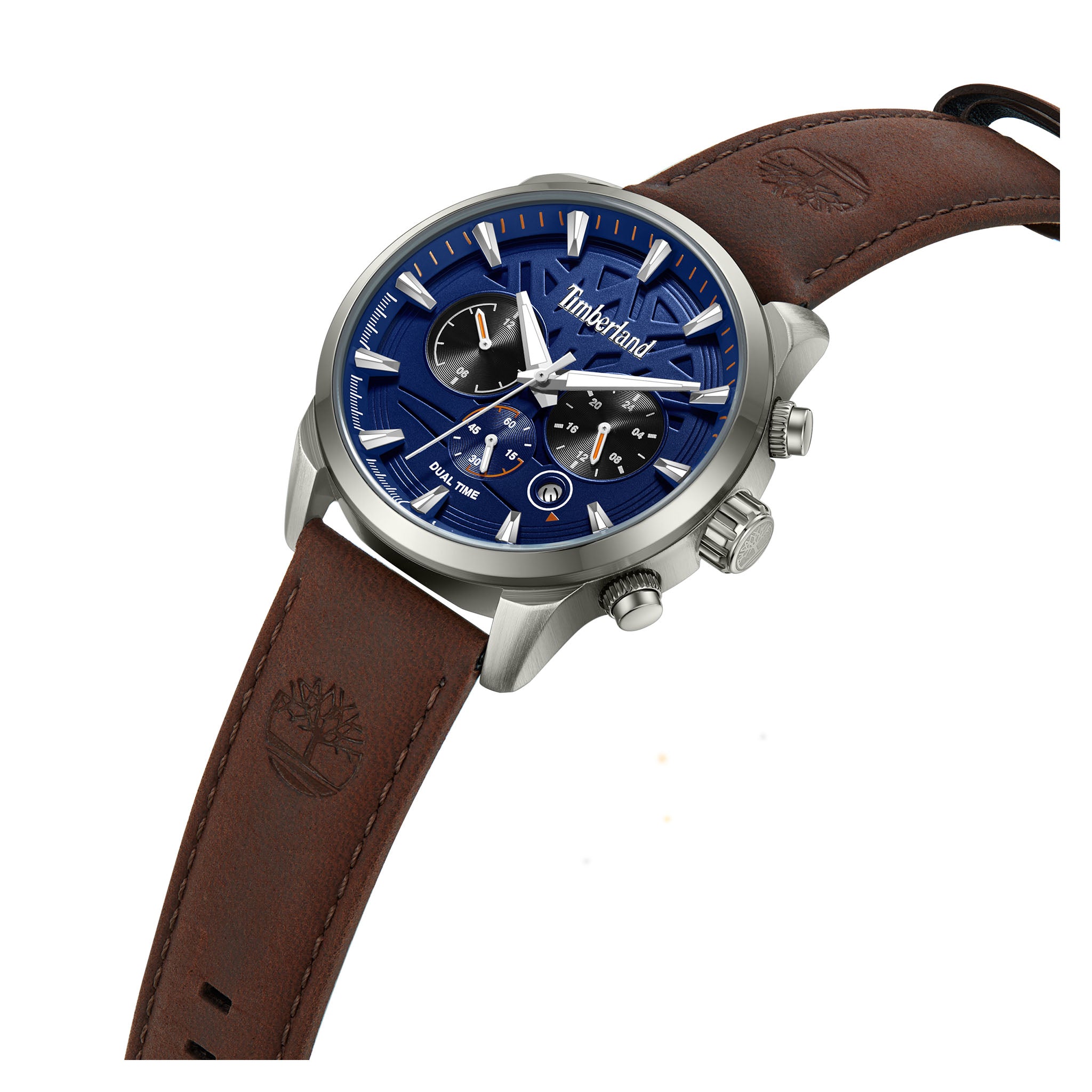 Timberland Dark Brown Leather Blue Dial Chronograph Men's Watch - TDWGF0095001