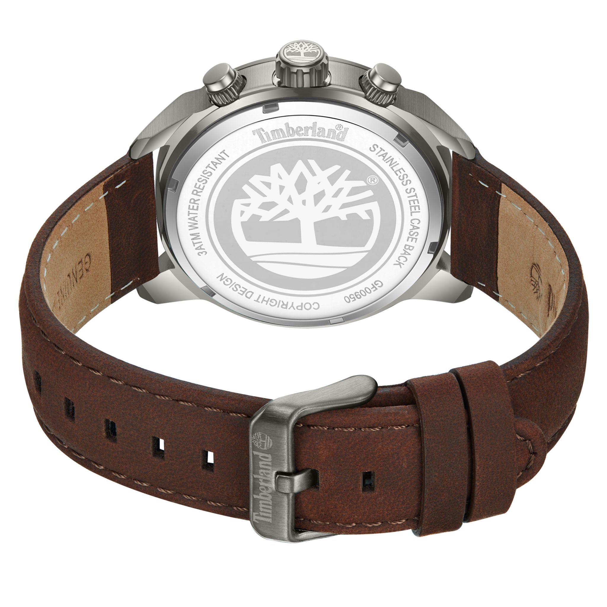 Timberland Dark Brown Leather Blue Dial Chronograph Men's Watch - TDWGF0095001