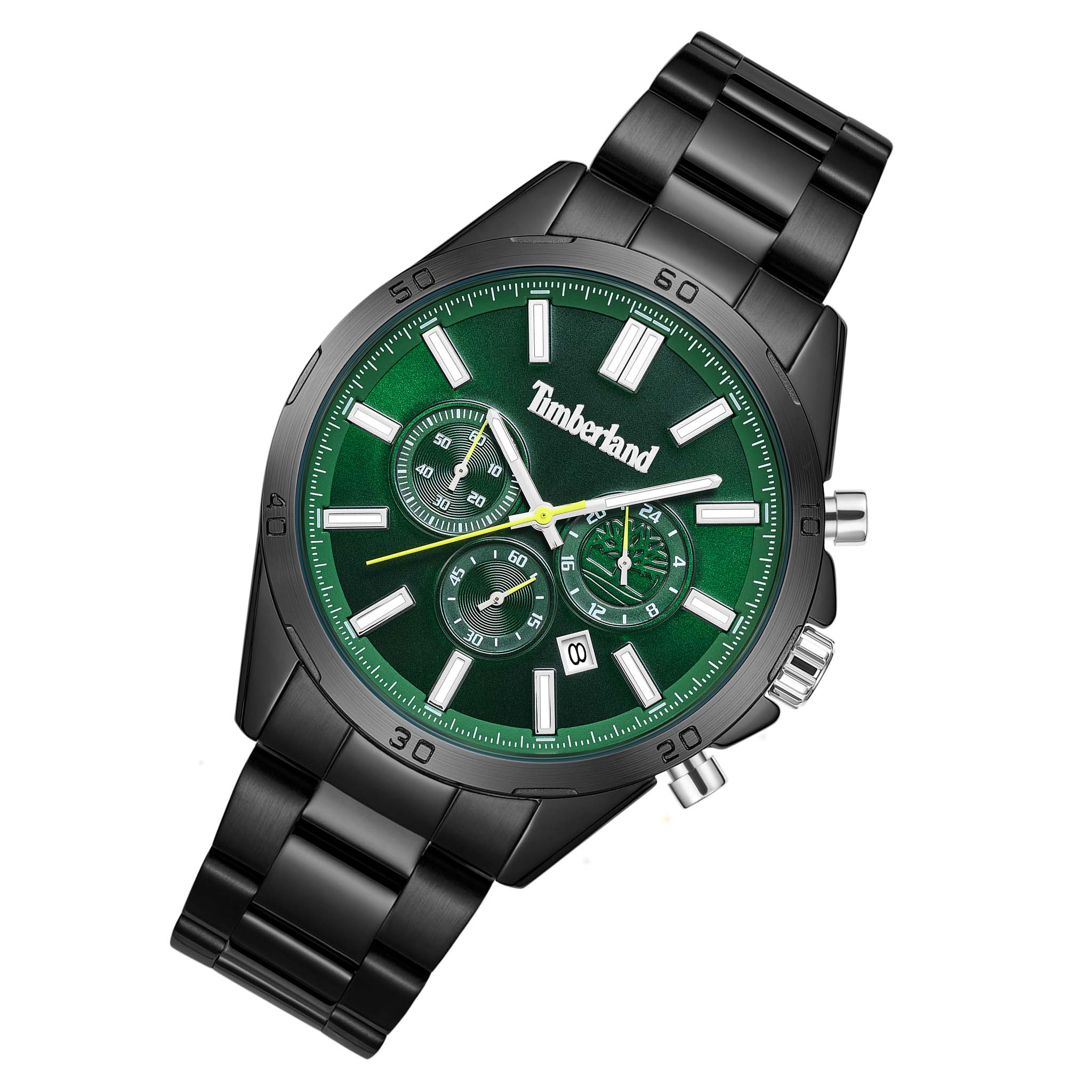 Timberland Black Steel Green Dial Chronograph Men's Watch - TDWGI9010205