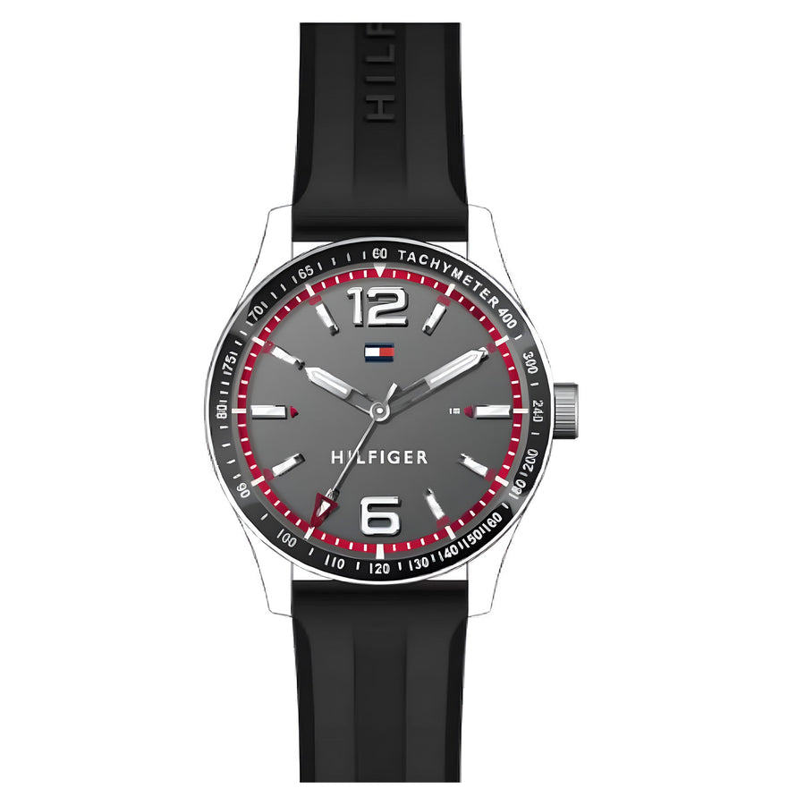 Tommy Hilfiger Black Silicone Grey Dial Men's Watch - 1791438