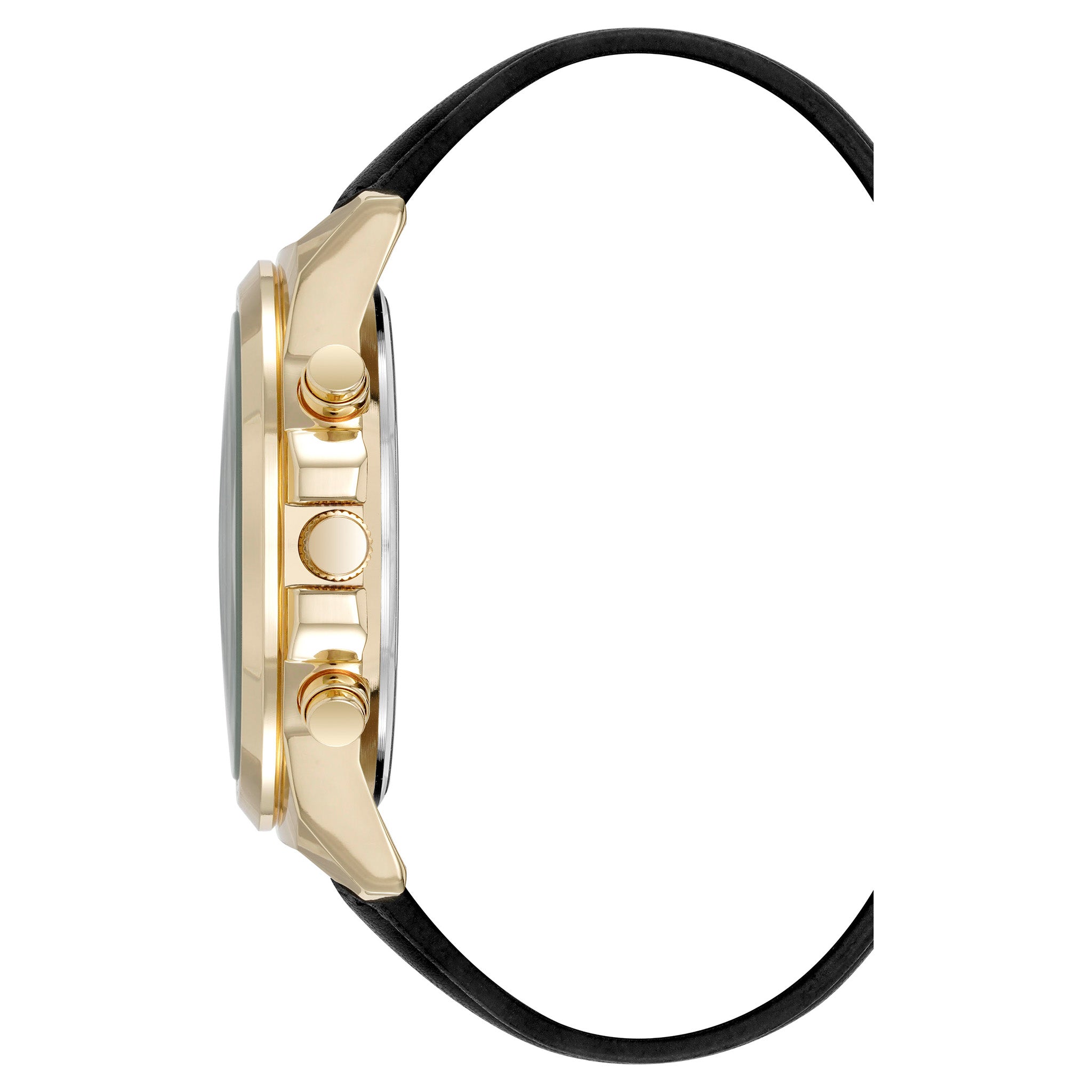 Vince Camuto Black Leather Green Dial Multi-Function Men's Watch - VC8034GPGRBK