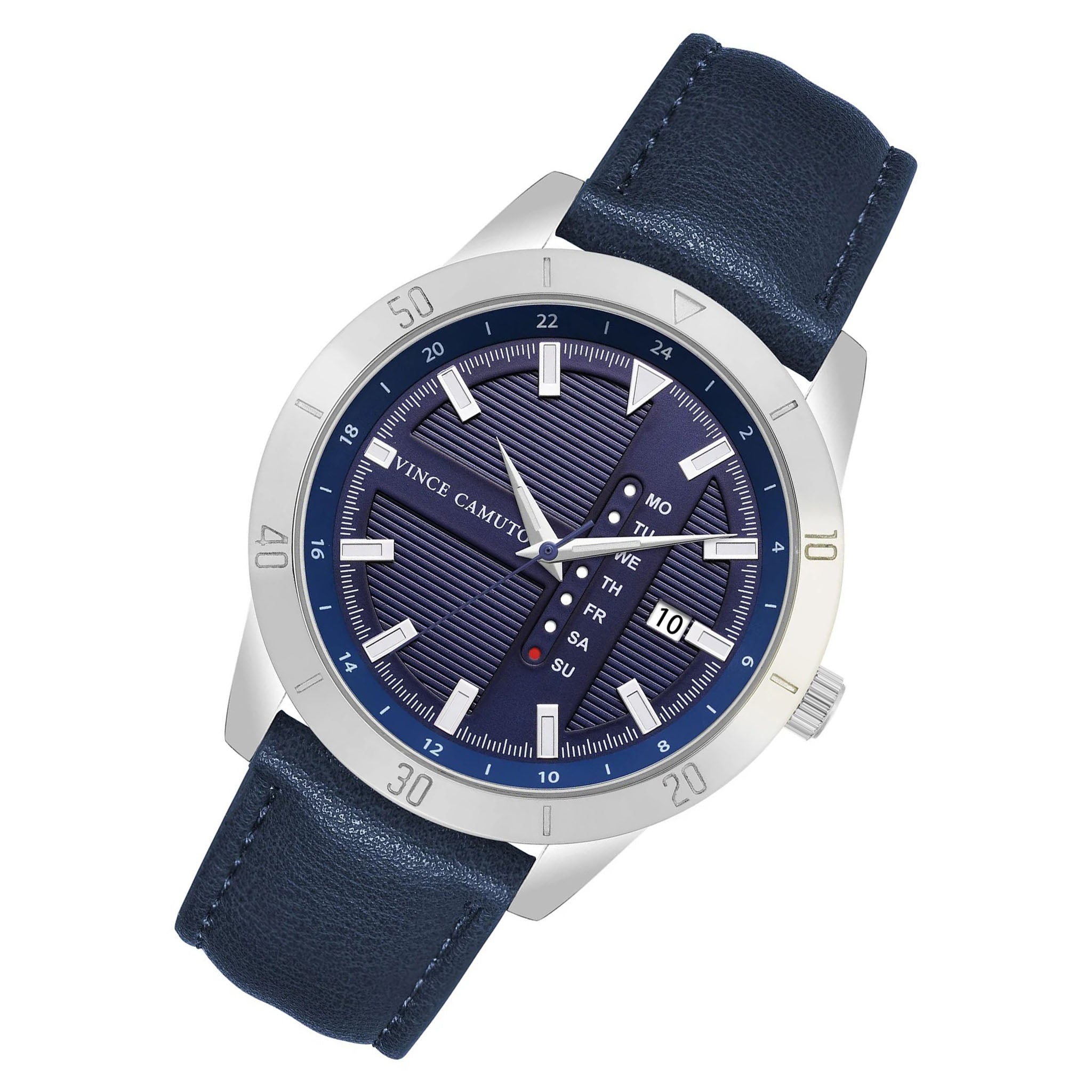 Vince Camuto Leather Navy Dial Men's Watch - VC8035SVNVNV