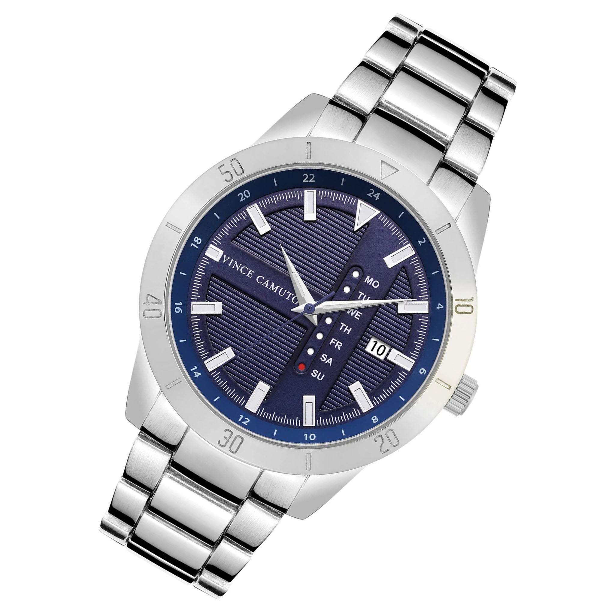 Vince Camuto Silvertone Navy Dial Men's Watch - VC8043NVSV