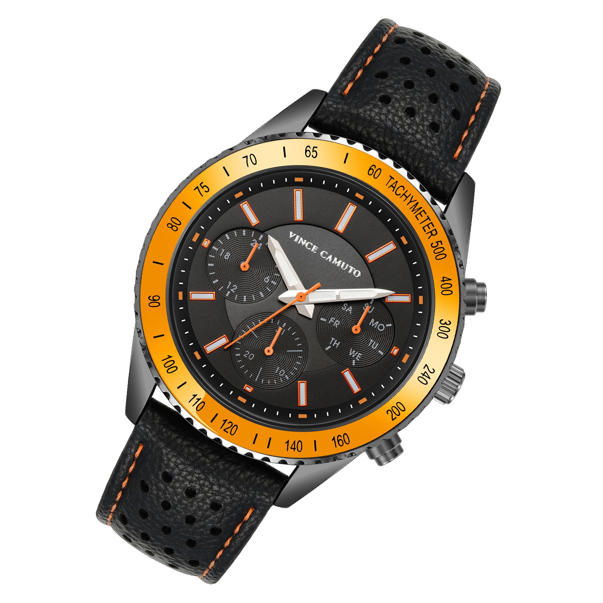 Vince Camuto Leather Black Dial Multi-Function Men's Watch - VC8049DGDGOR