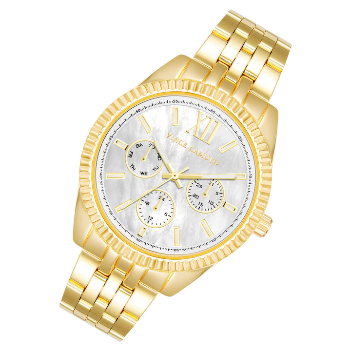 Vince Camuto Goldtone Steel White MOP Dial Women's Watch - VC9006MPGB