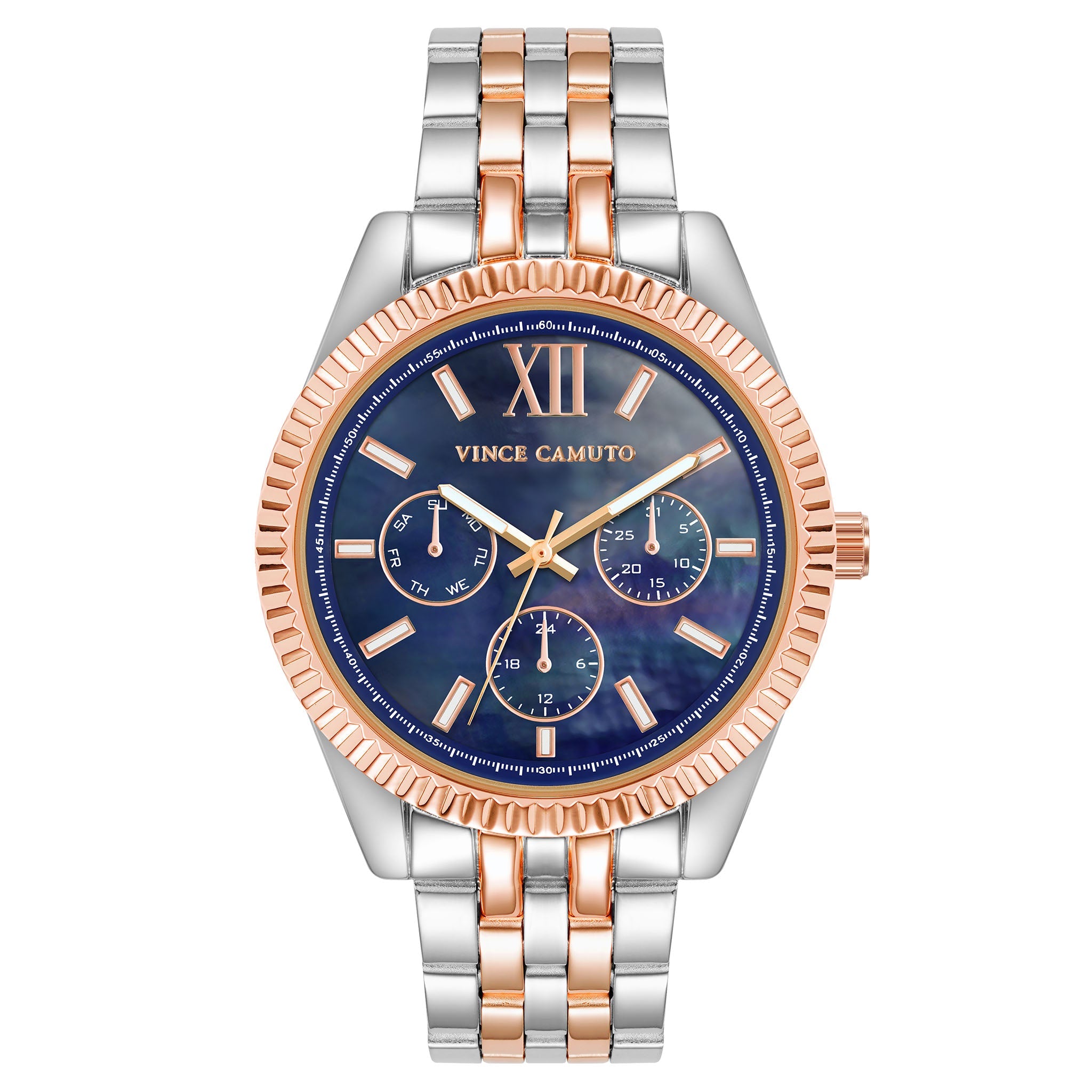 Vince Camuto Two-Tone Steel Navy MOP Dial Women's Watch - VC9007NMRT ...