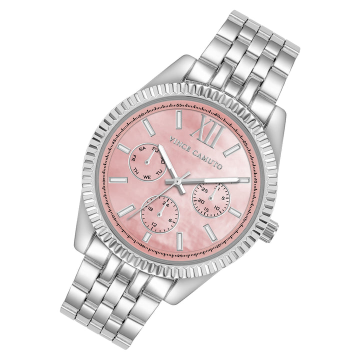 Vince Camuto Silver Tone Steel Pink MOP Dial Women's Watch - VC9007PMSV