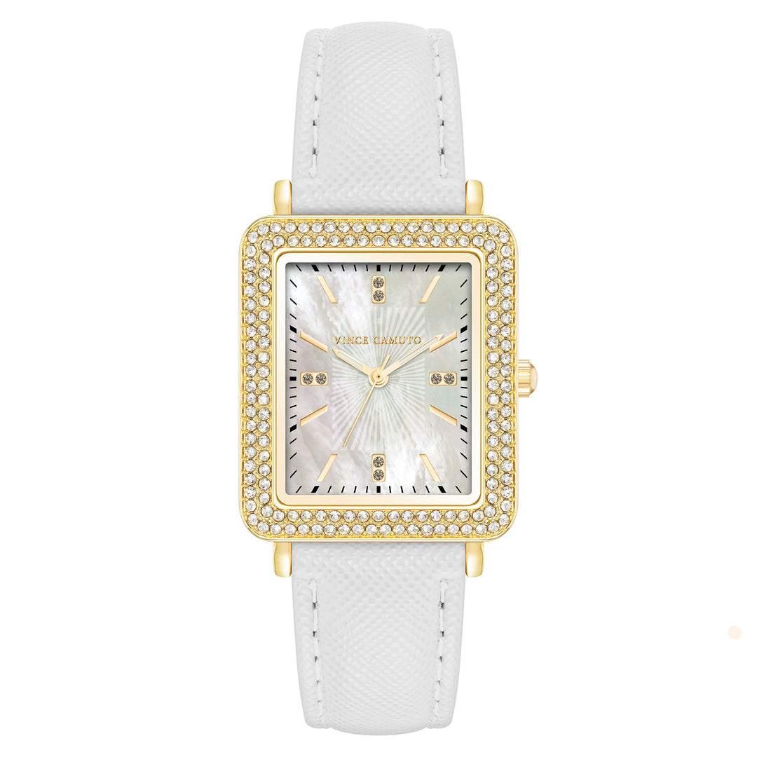 Vince Camuto White Vegan Leather Women's Watch - VC9012GPWT