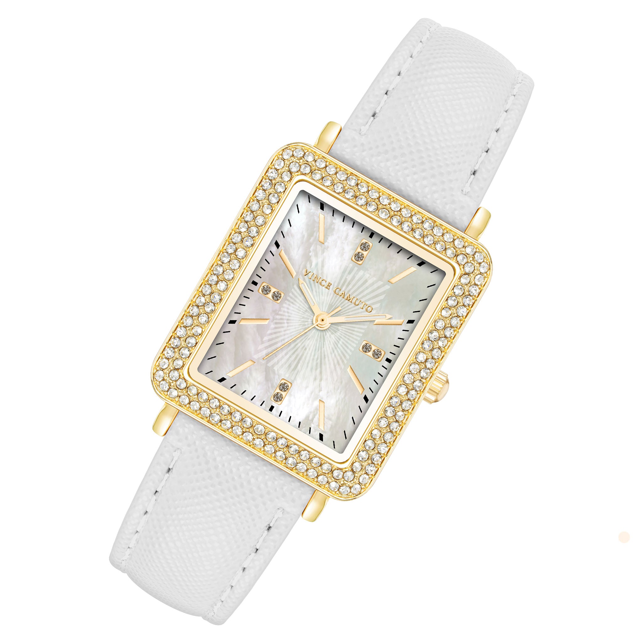 Vince Camuto White Vegan Leather Women's Watch - VC9012GPWT