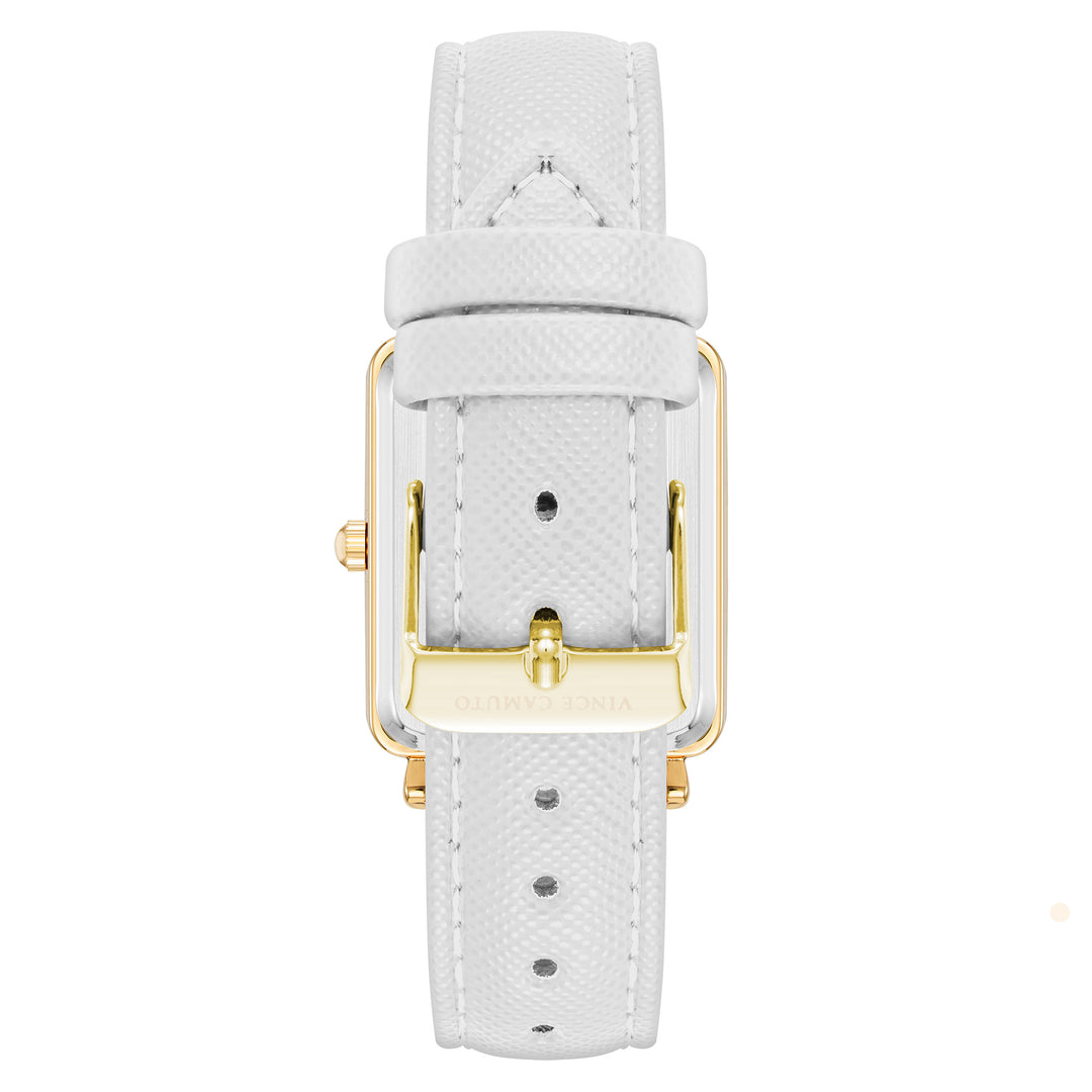 Vince Camuto White Vegan Leather Women's Watch - VC9012GPWT