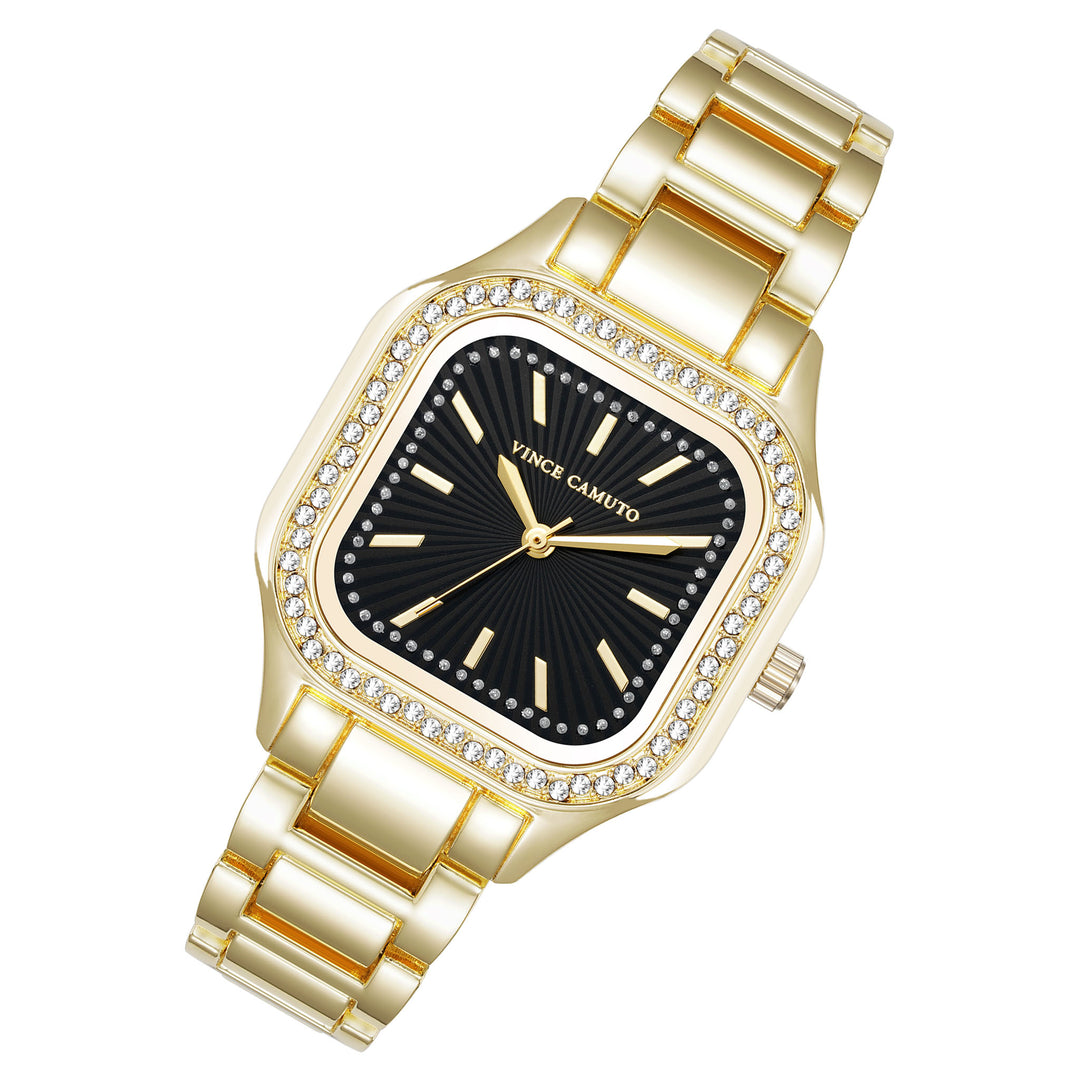 Vince Camuto Gold Tone Metal Black Dial Women's Watch - VC9014BKGP