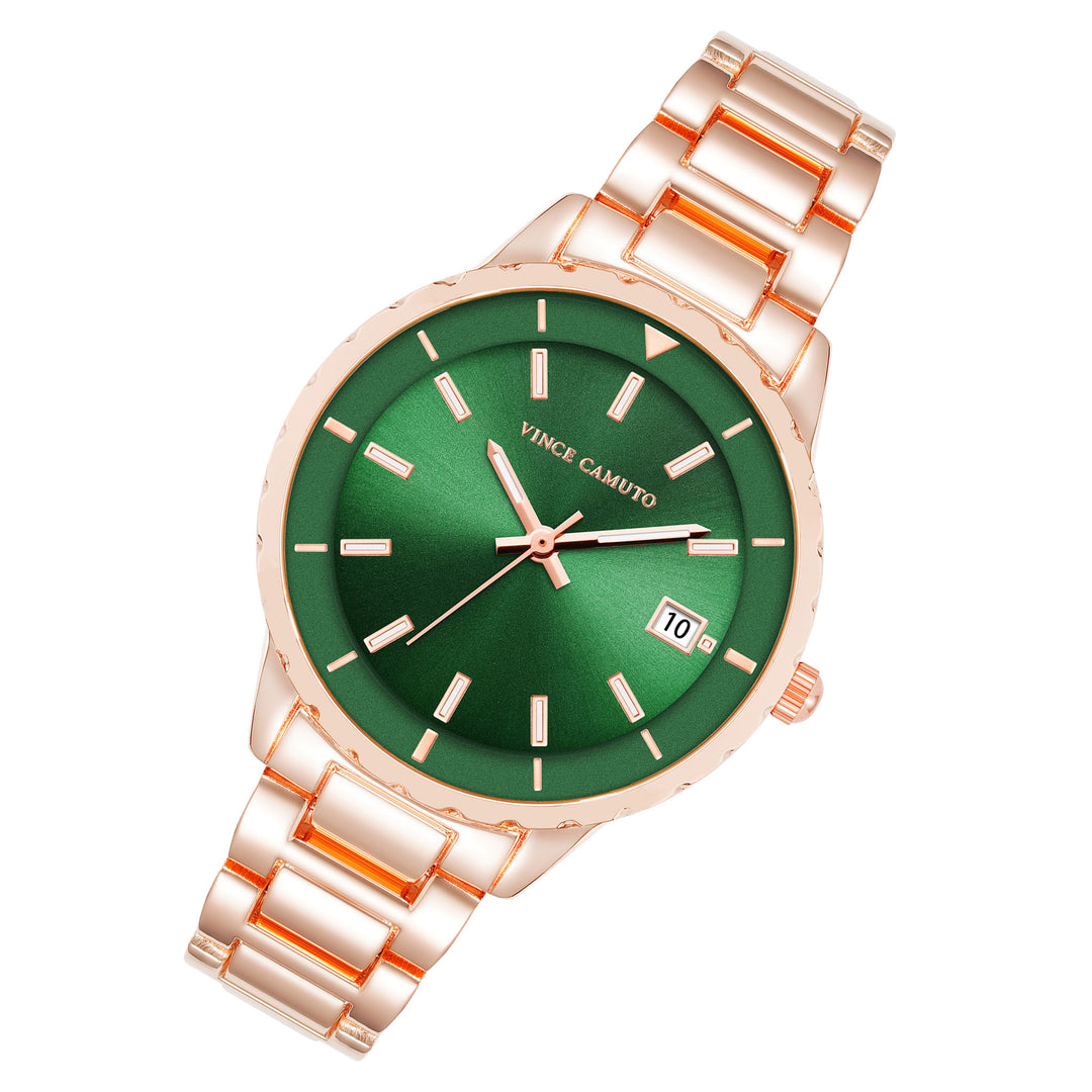 Vince Camuto Rose Gold Metal Gren Dial Women's Watch - VC9034GNRG