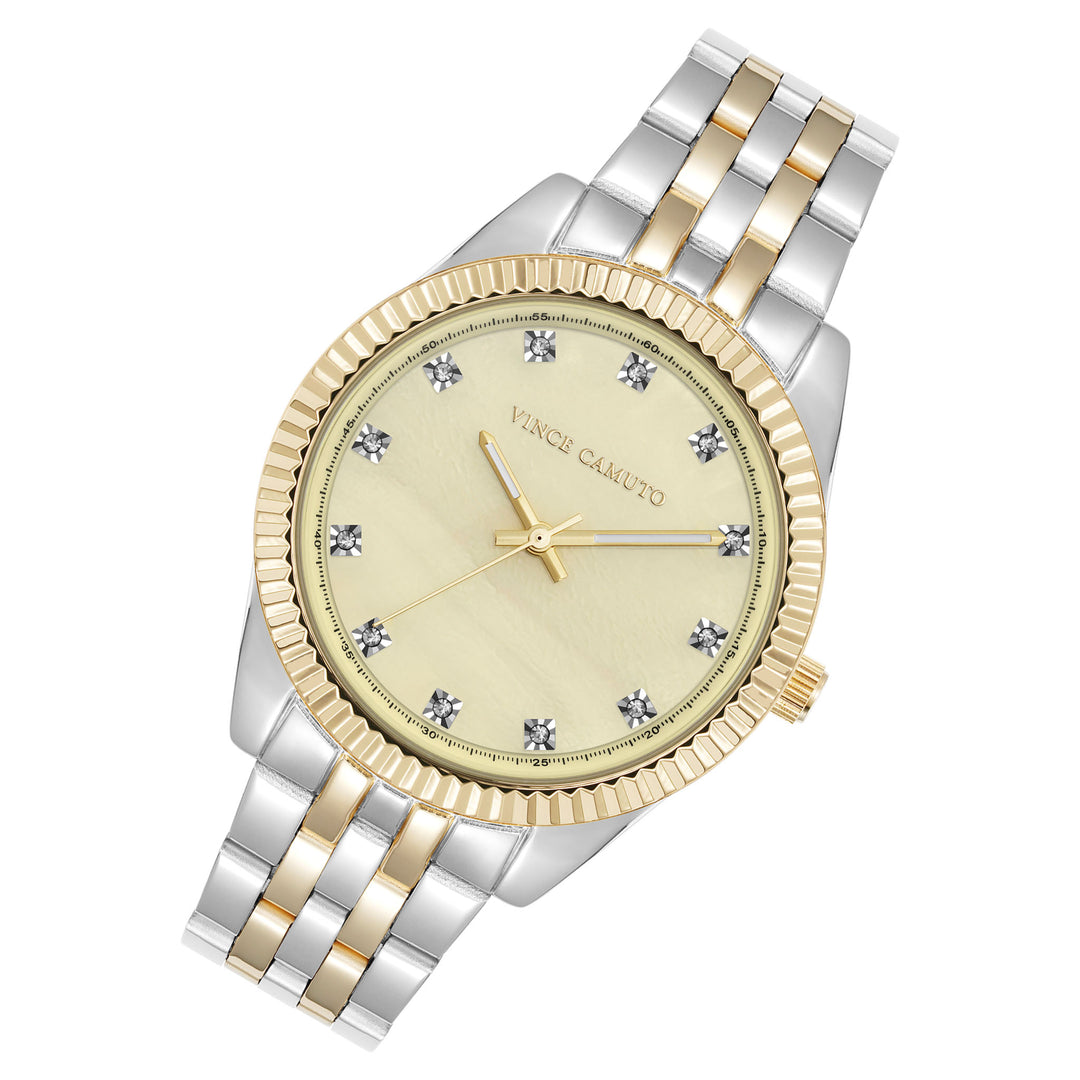 Vince Camuto Two-Tone Metal Cream MOP Dial Women's Watch - VC9061CMTT