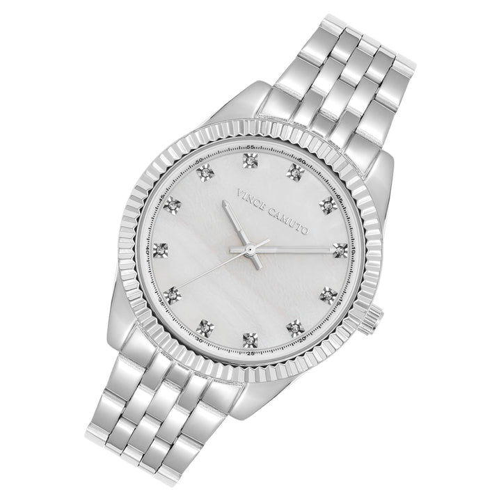 Vince Camuto Silvertone Metal White MOP Dial Women's Watch - VC9061MPSV