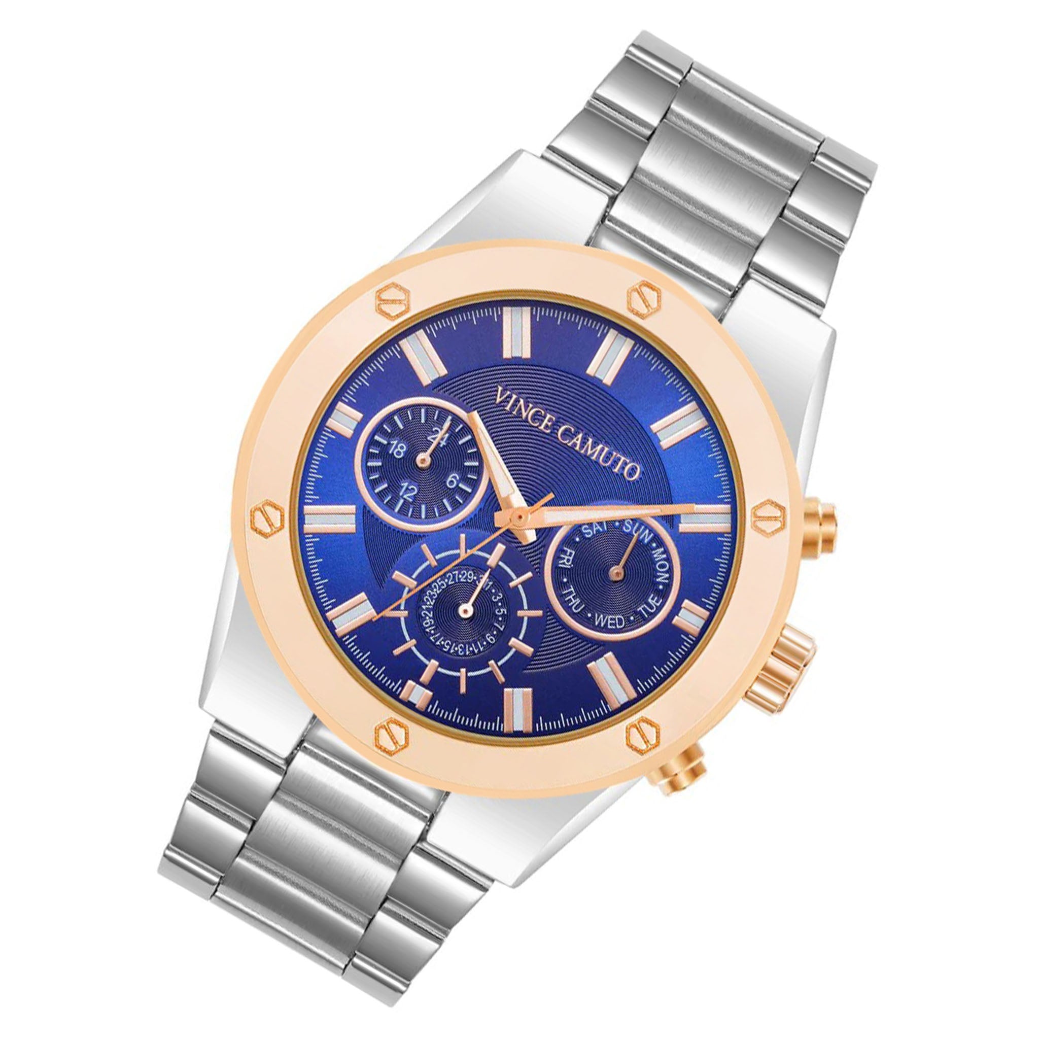 Vince Camuto Silver Steel Blue Dial Multi-function Men's Watch - VC1104BLRT